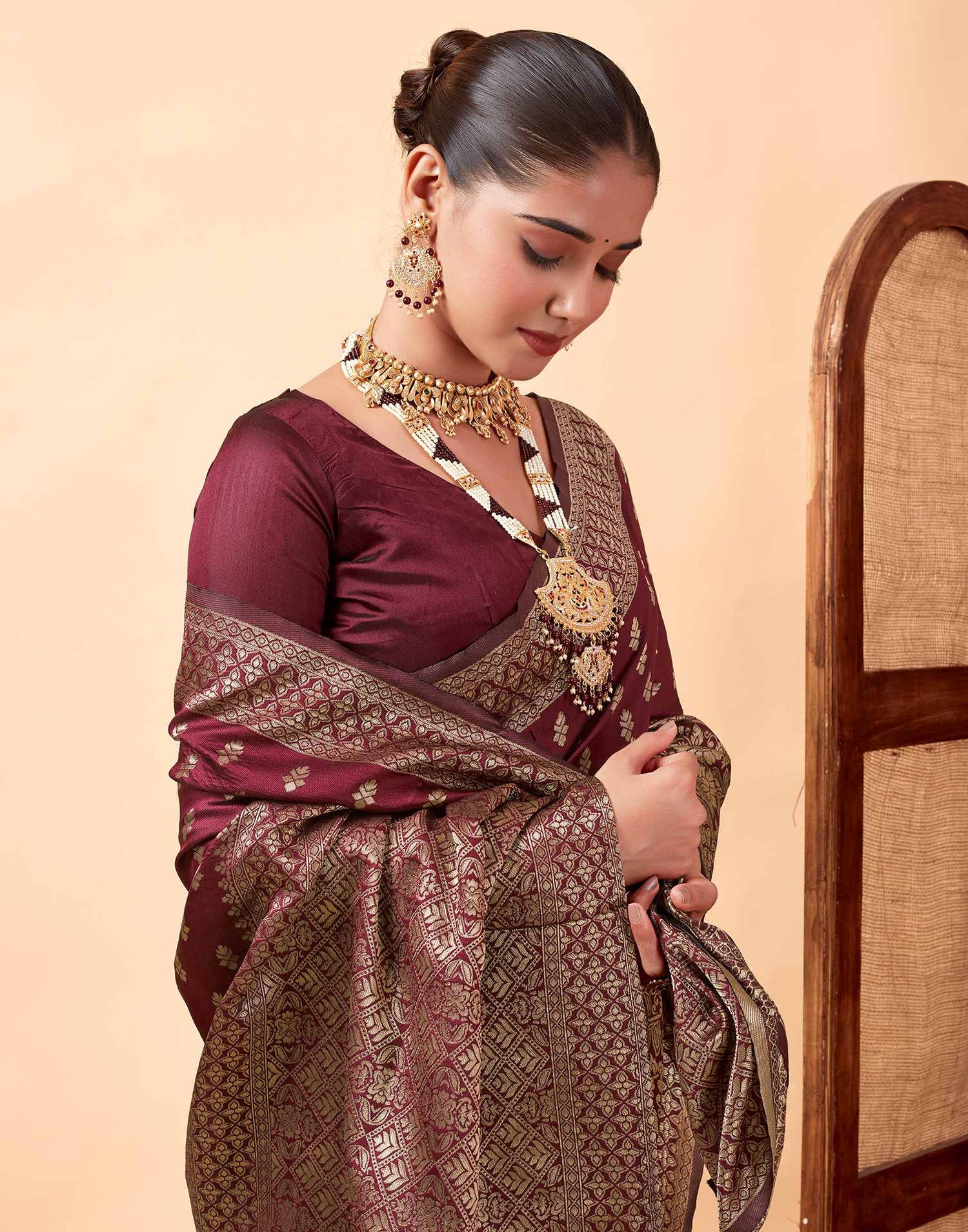 Maroon Banarasi Silk Saree