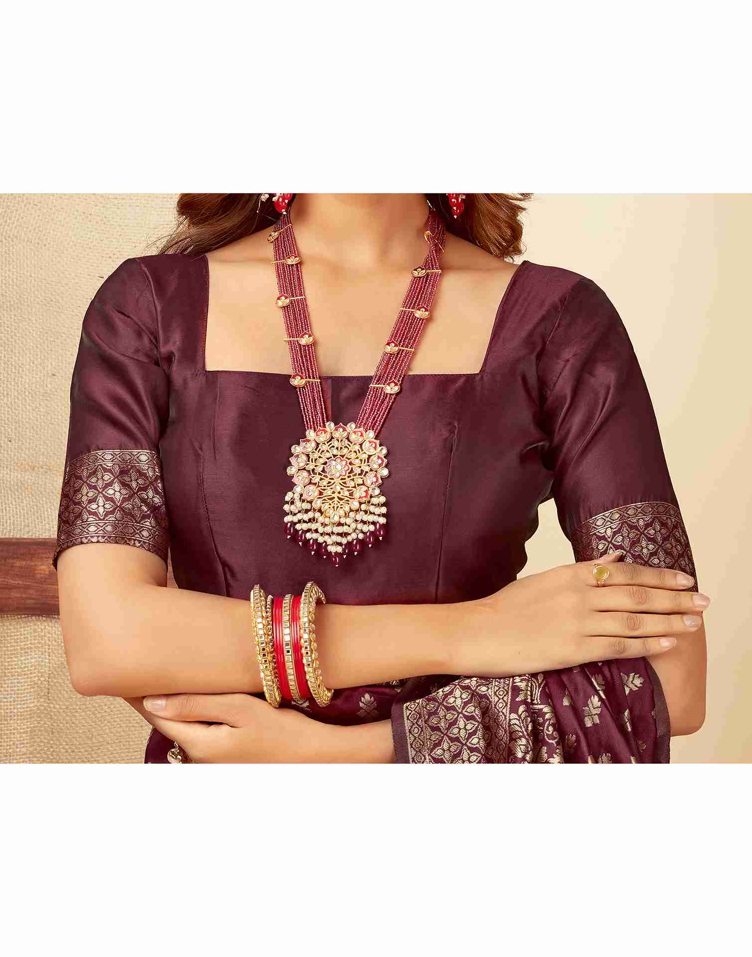 Maroon Banarasi Silk Saree