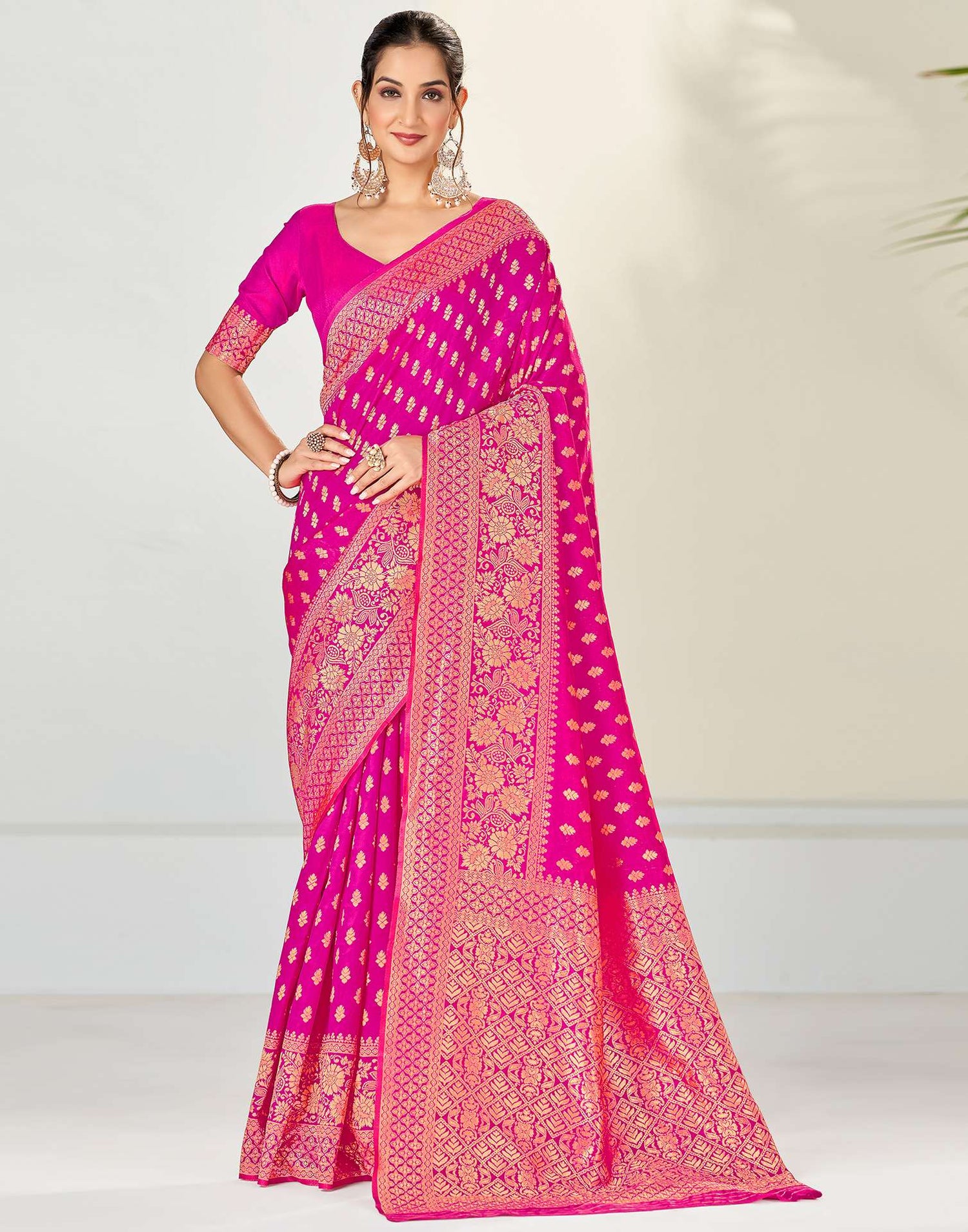 Pink Banarasi Silk Saree