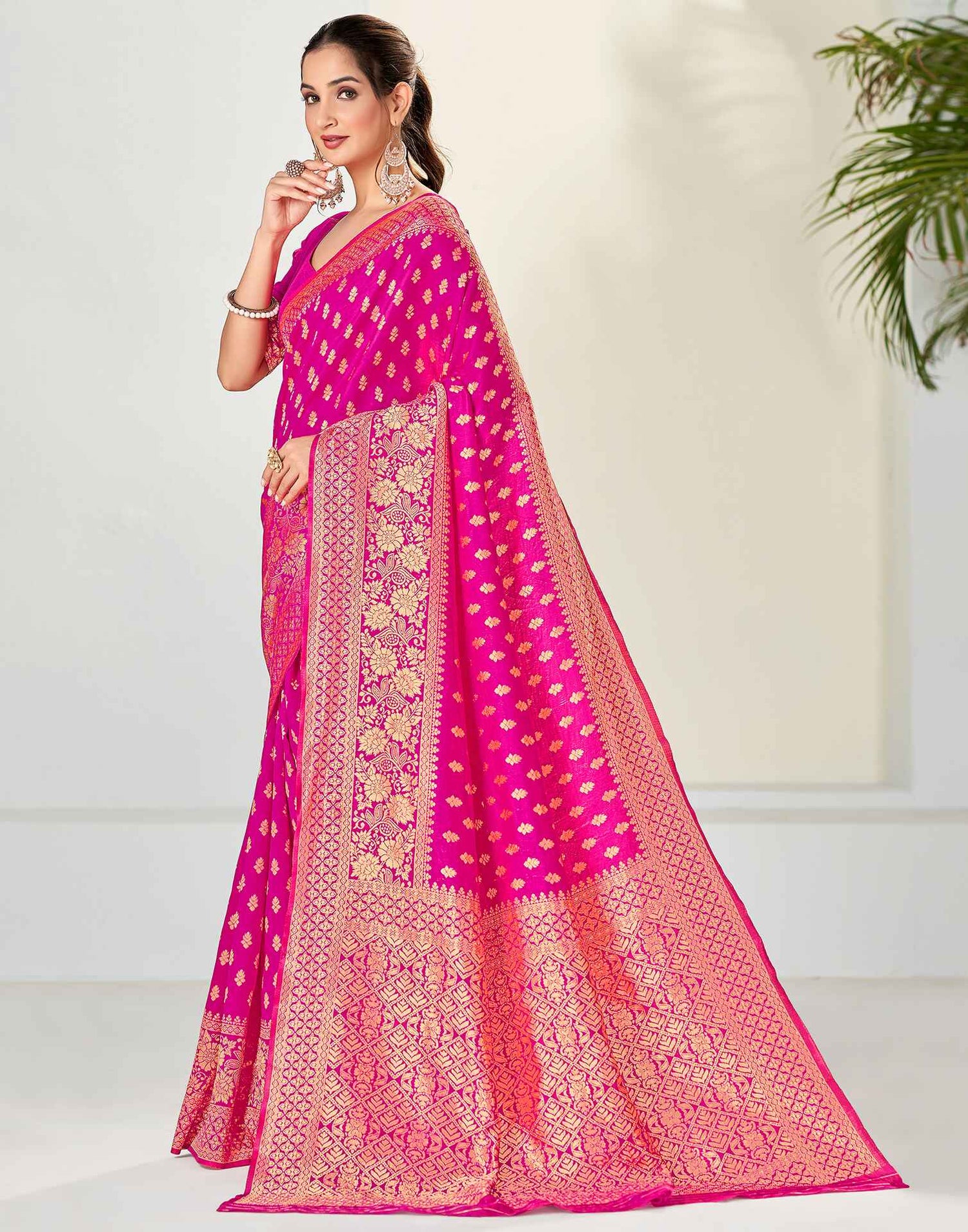 Pink Banarasi Silk Saree