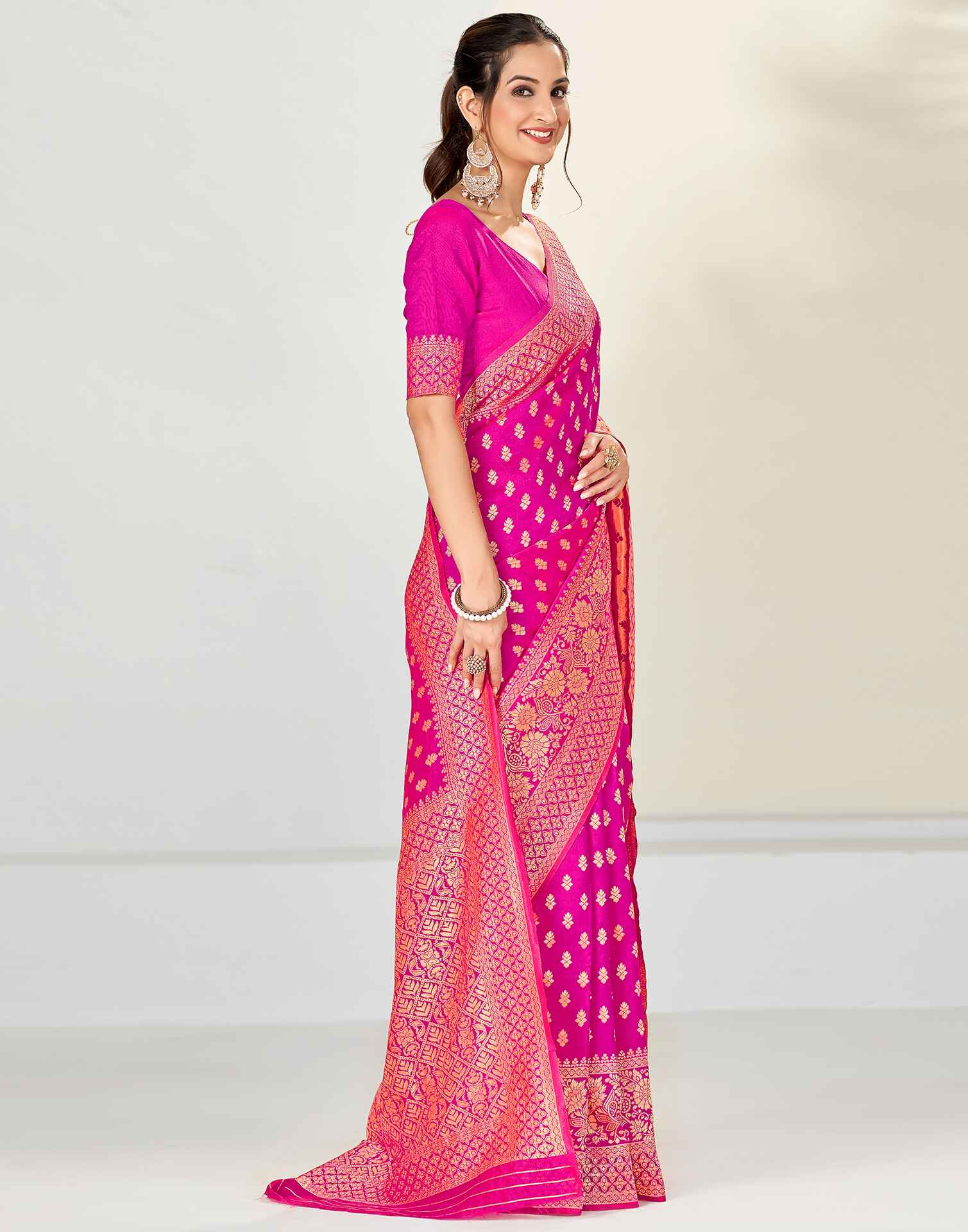 Pink Banarasi Silk Saree