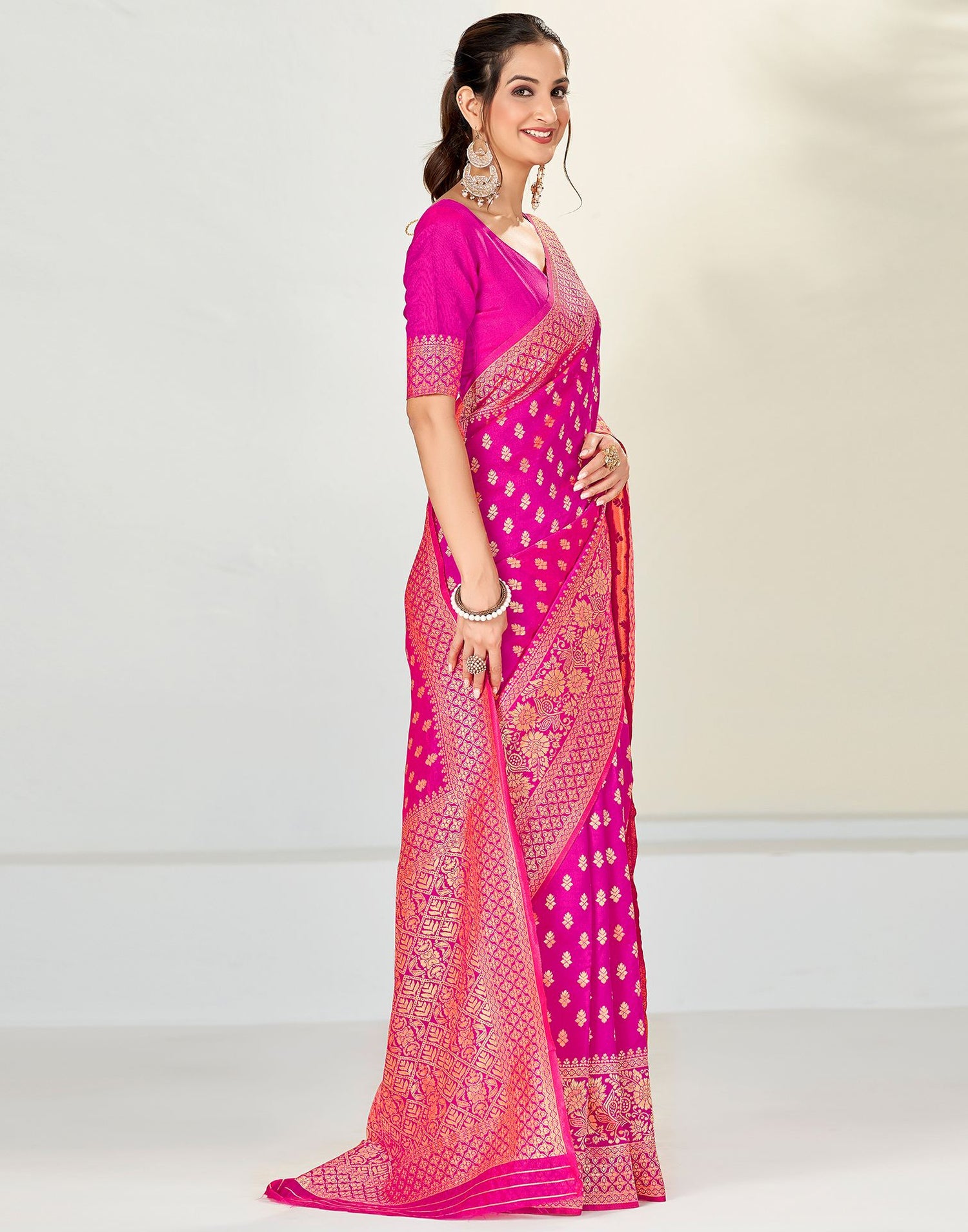 Pink Banarasi Silk Saree