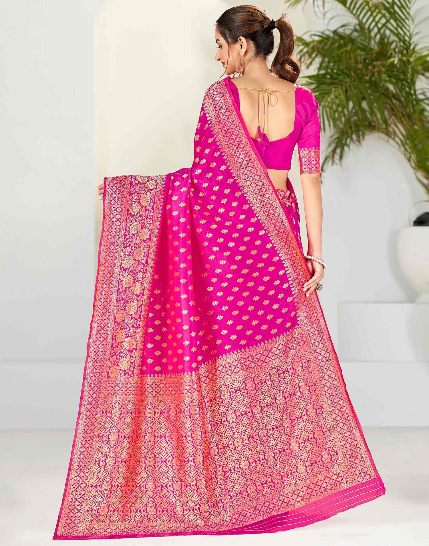 Pink Banarasi Silk Saree