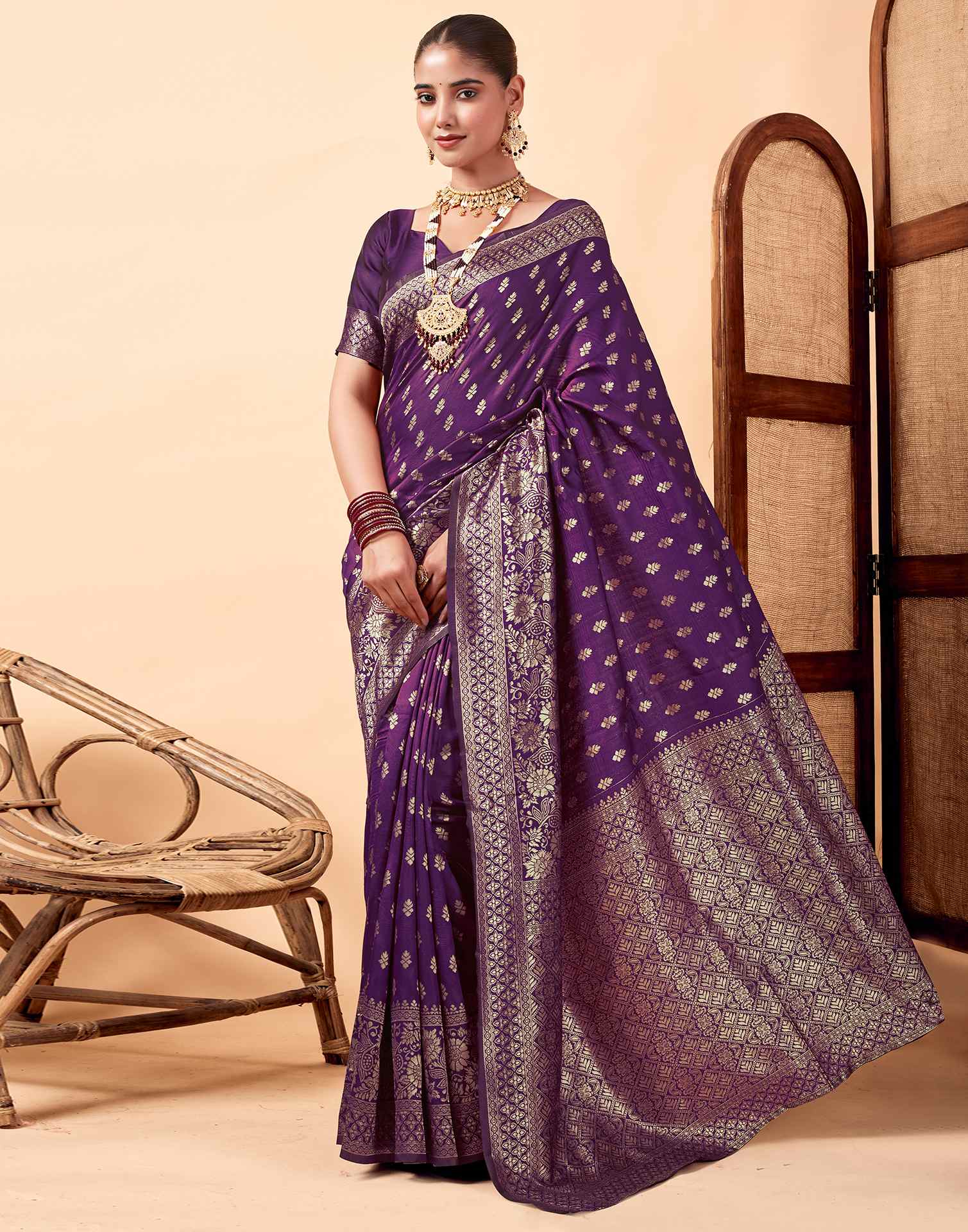 Purple Banarasi Silk Saree