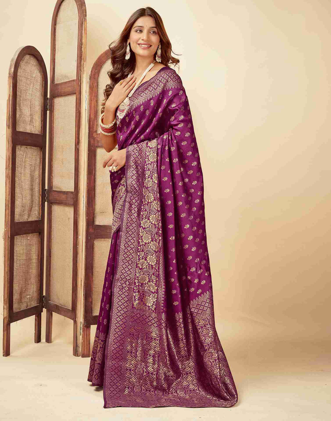 Purple Banarasi Silk Saree