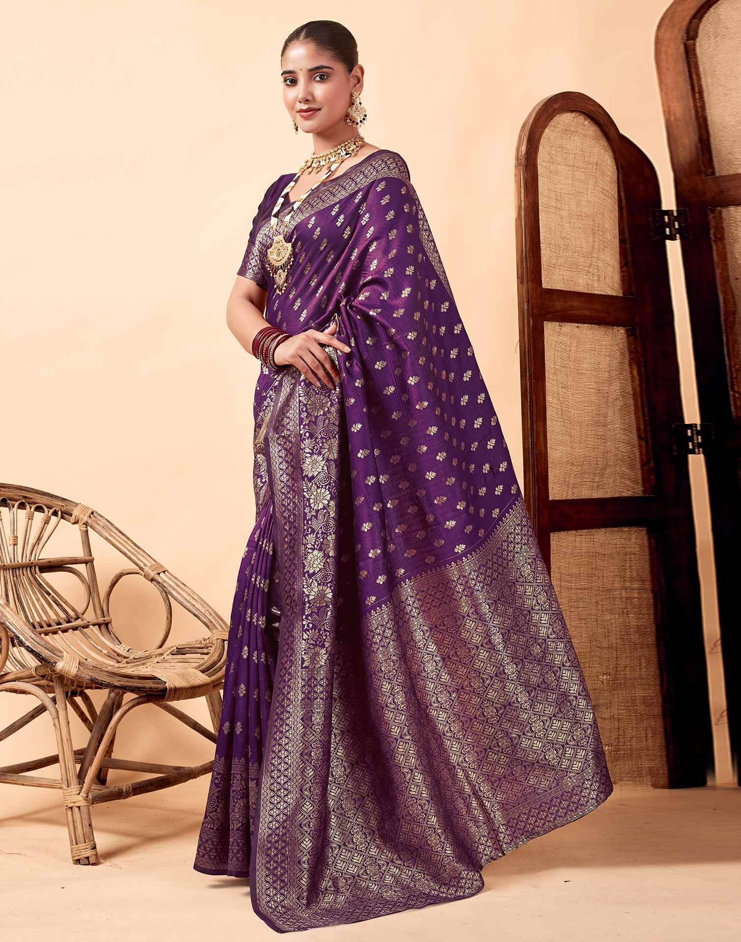 Purple Banarasi Silk Saree