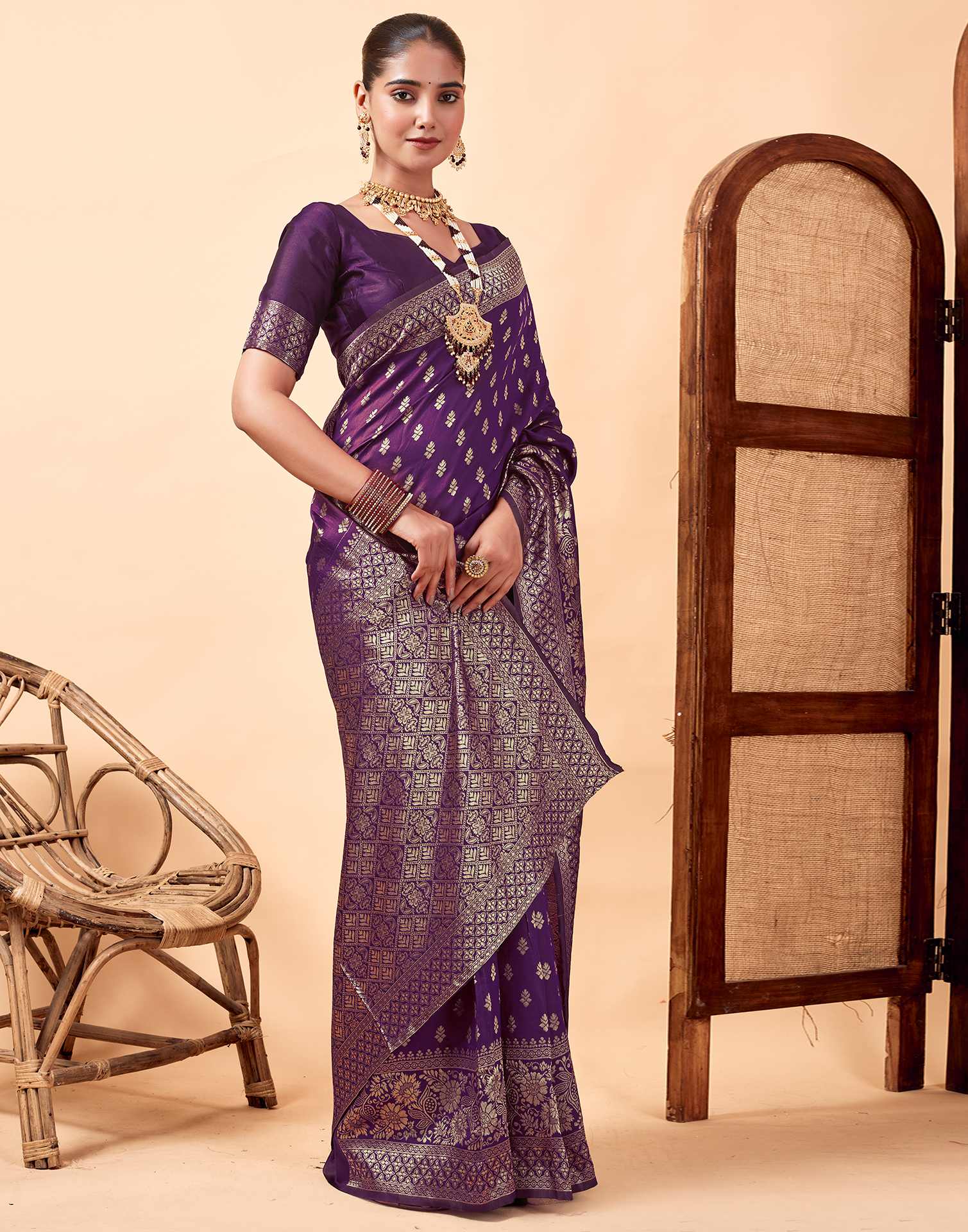 Purple Banarasi Silk Saree