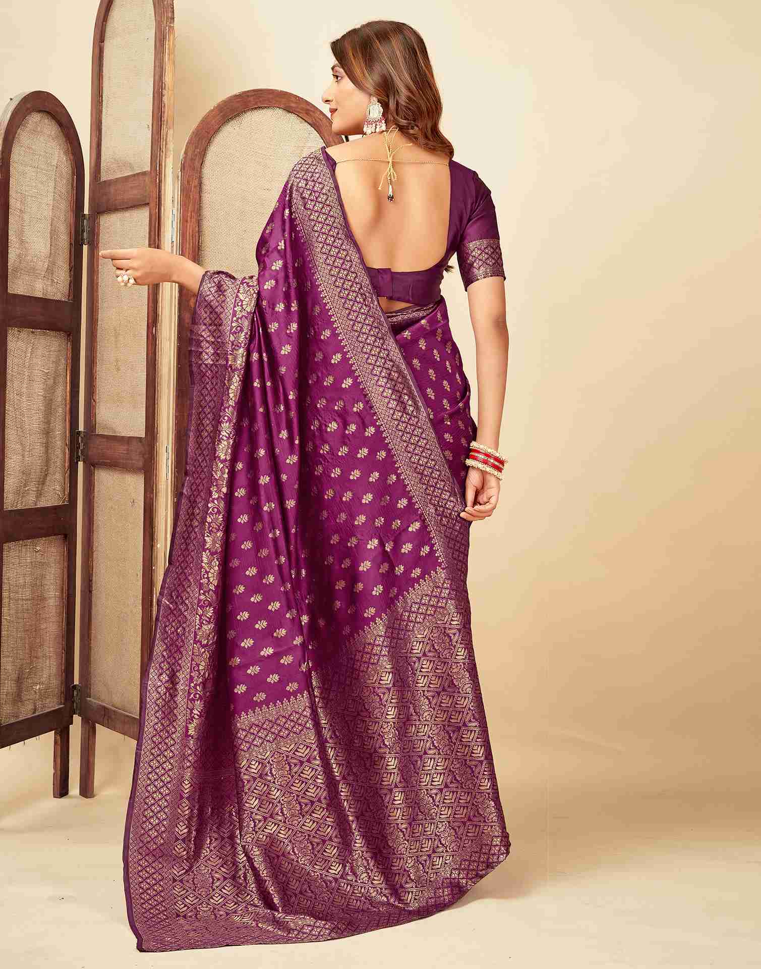 Purple Banarasi Silk Saree