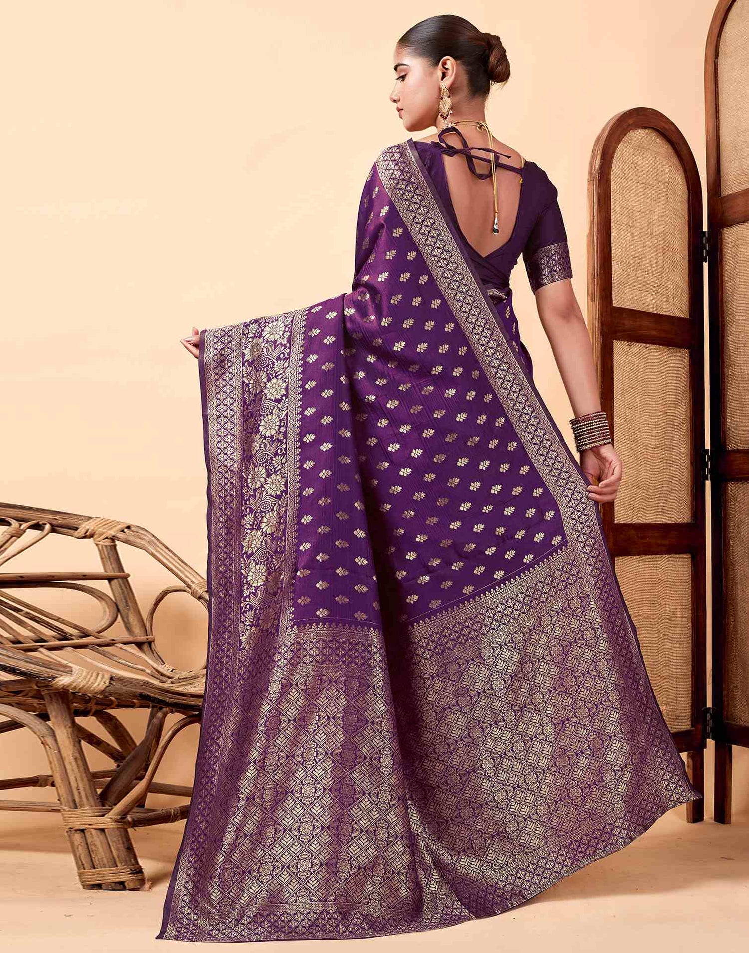 Purple Banarasi Silk Saree