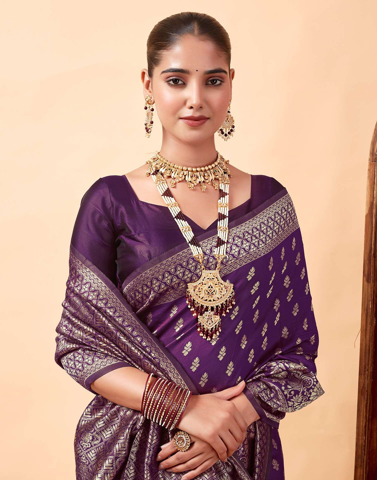 Purple Banarasi Silk Saree