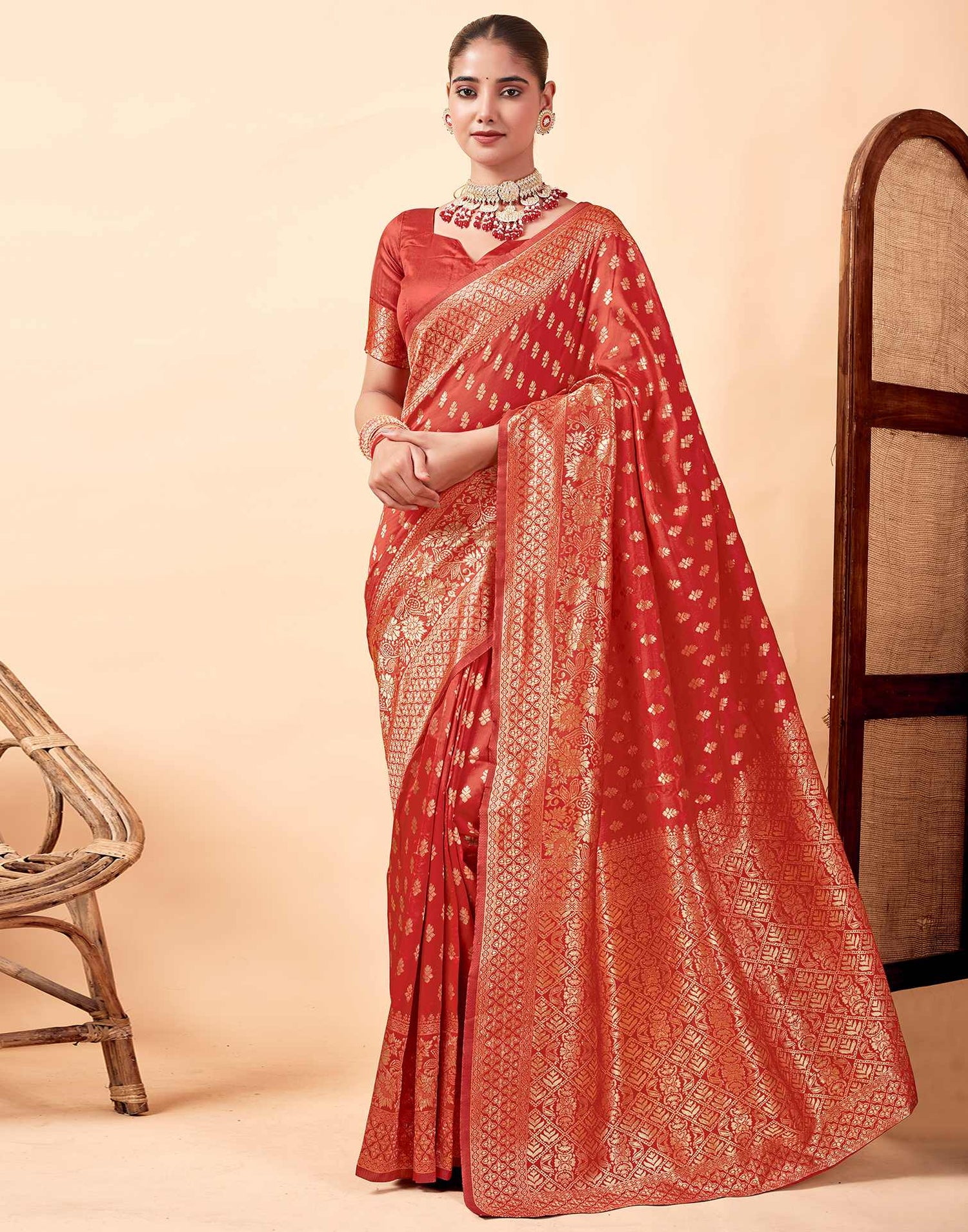 Red Banarasi Silk Saree