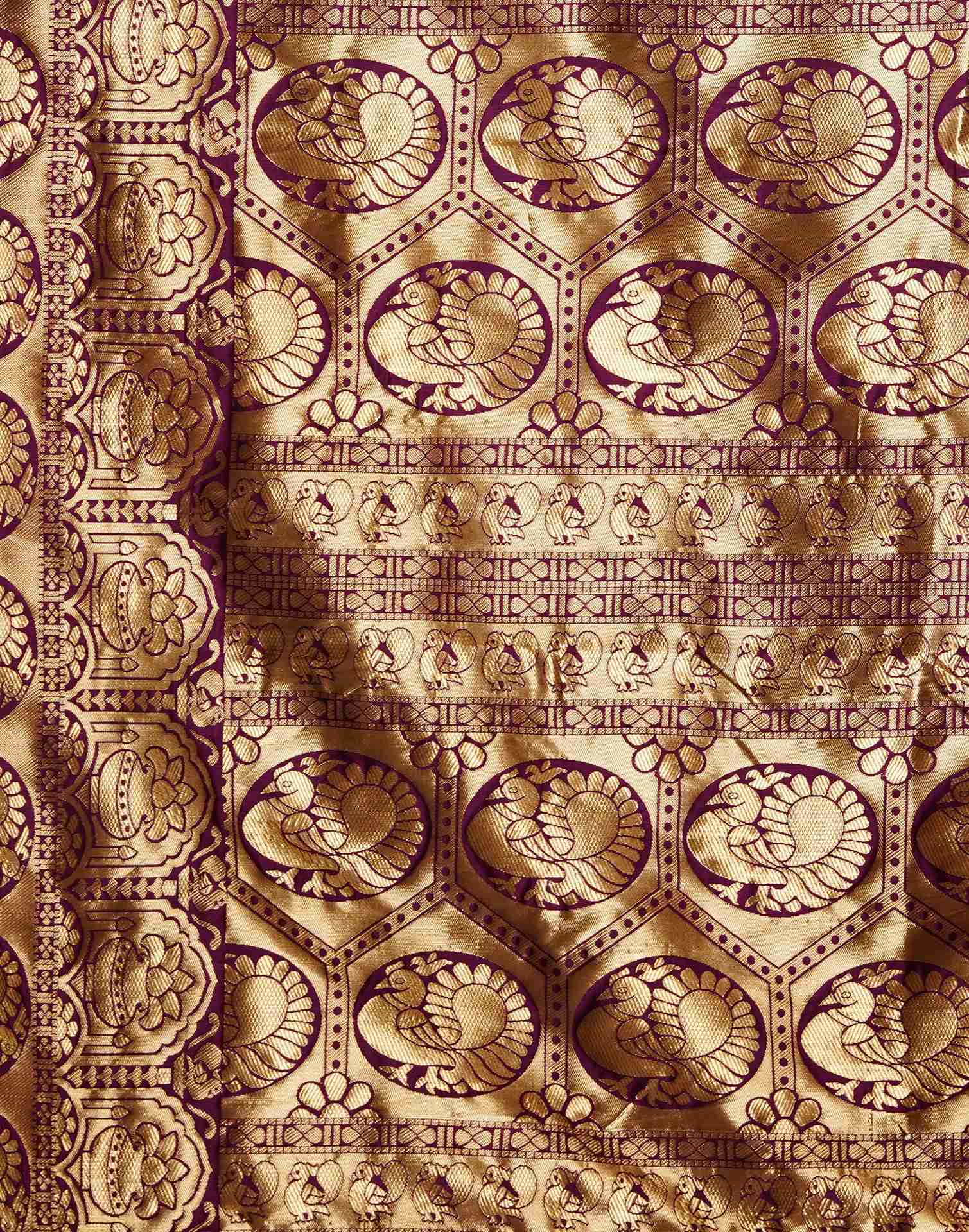 Dark Purple Jacquard Silk Saree