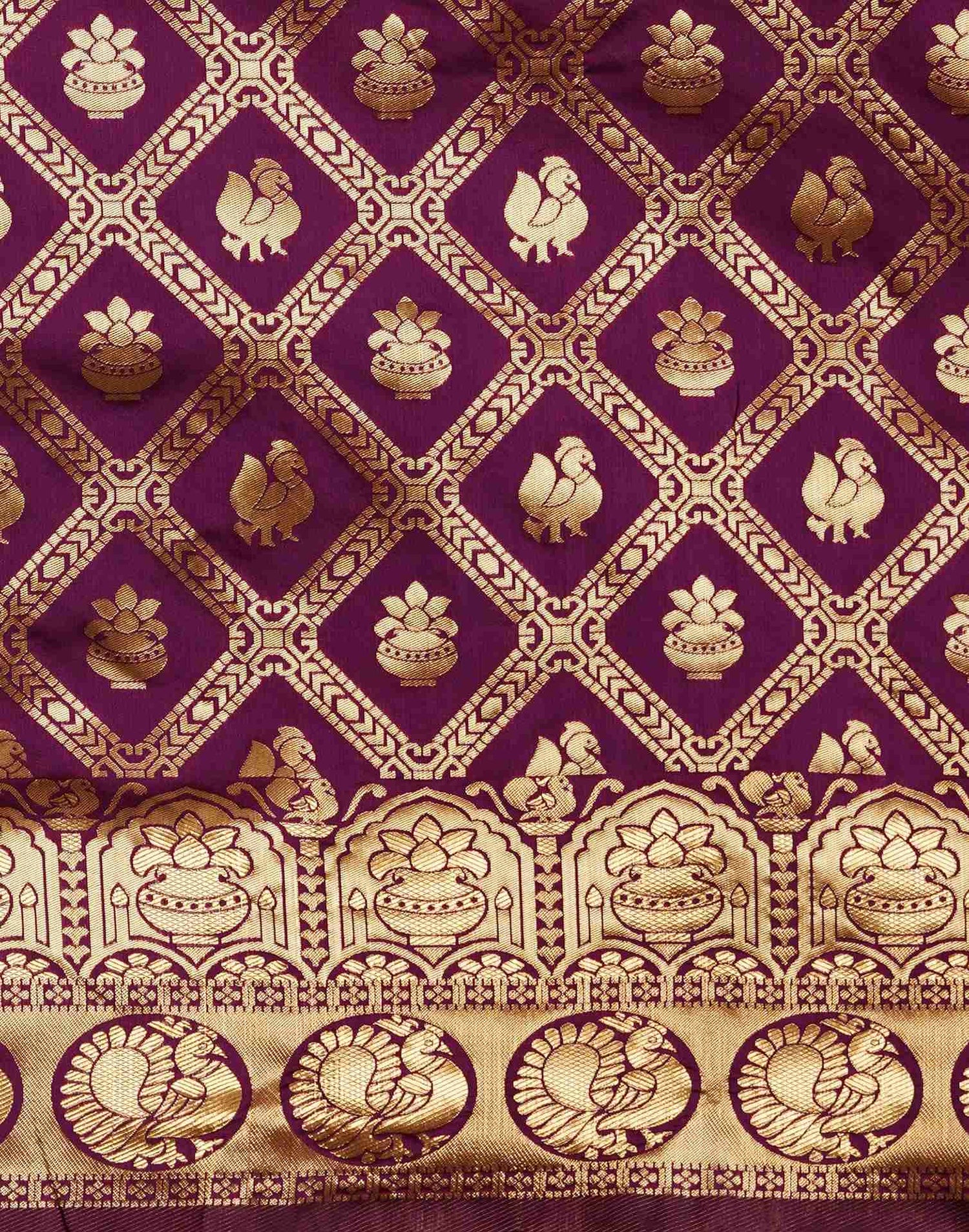 Dark Purple Jacquard Silk Saree