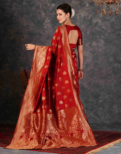 Red Jacquard Silk Saree