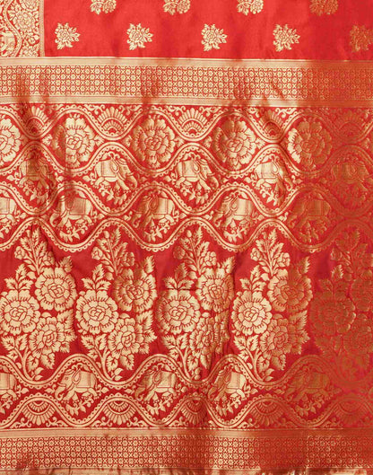 Red Jacquard Silk Saree