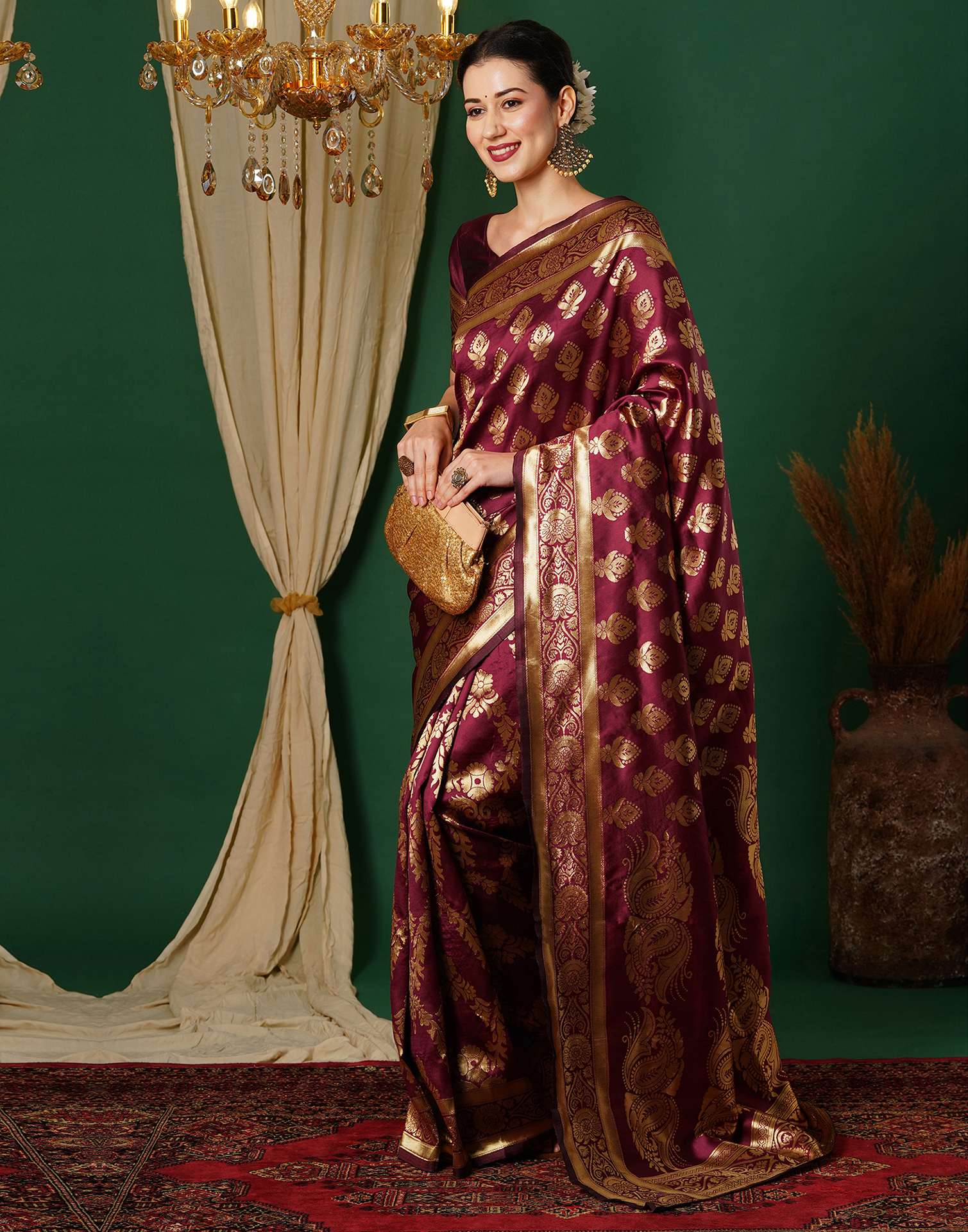 Maroon Banarasi Silk Saree