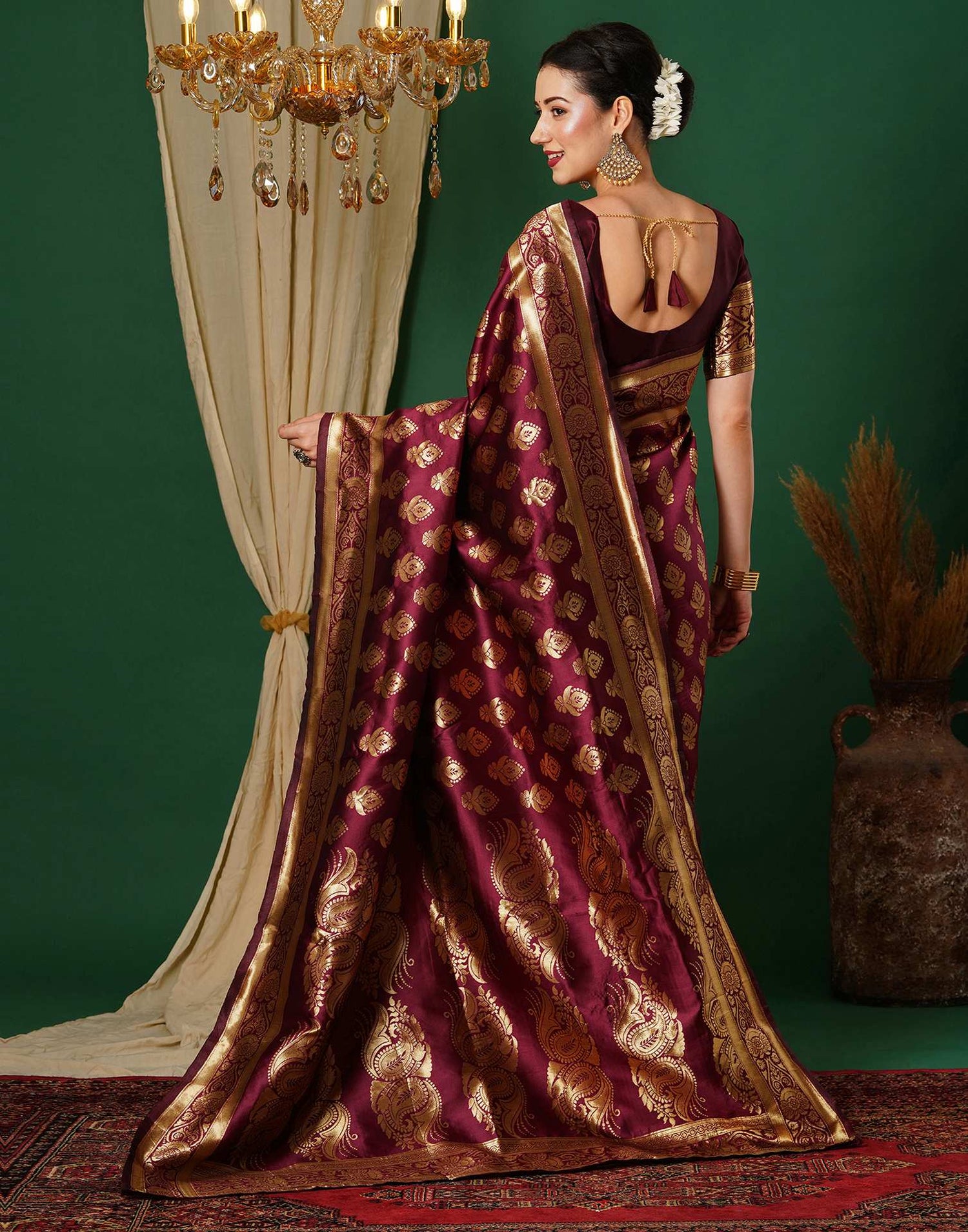 Maroon Banarasi Silk Saree