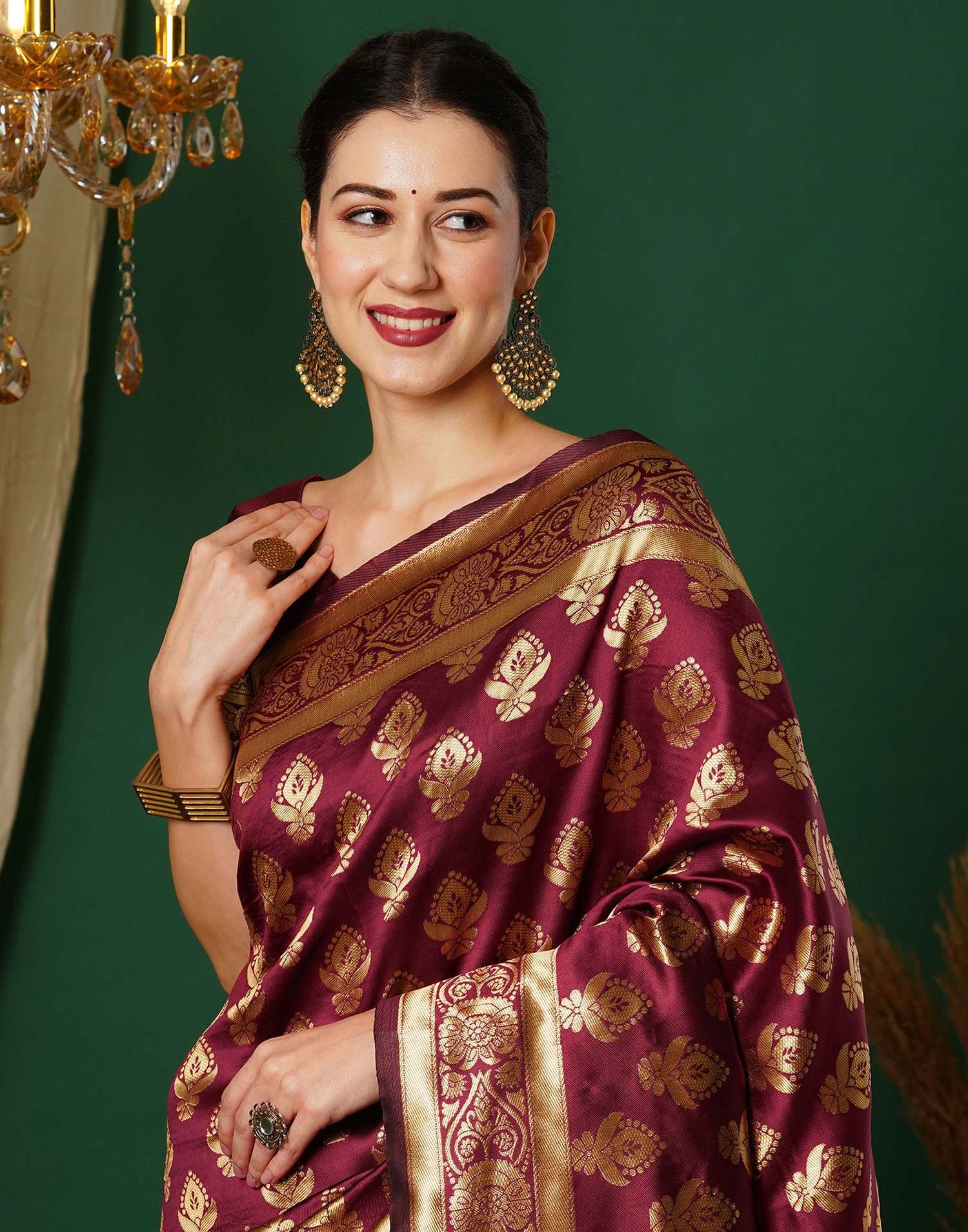 Maroon Banarasi Silk Saree