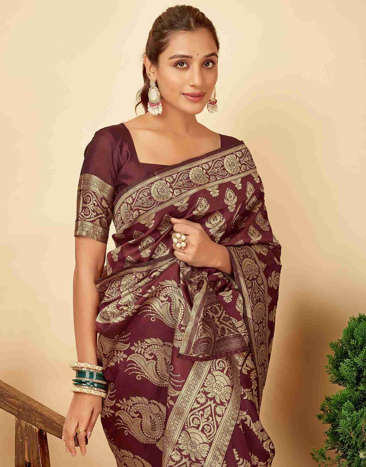 Maroon Banarasi Silk Saree