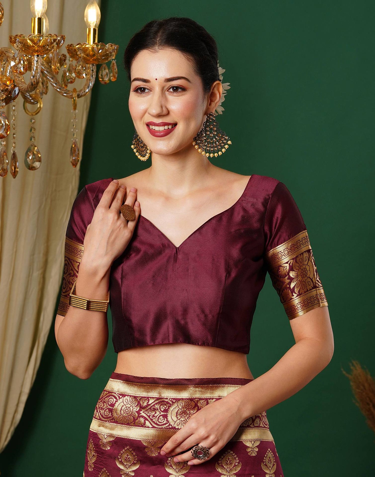 Maroon Banarasi Silk Saree