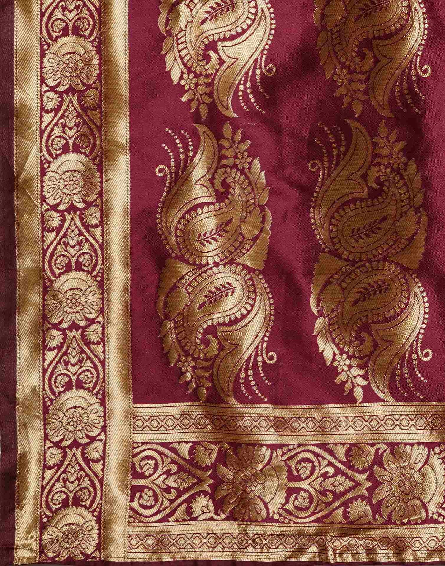 Maroon Banarasi Silk Saree