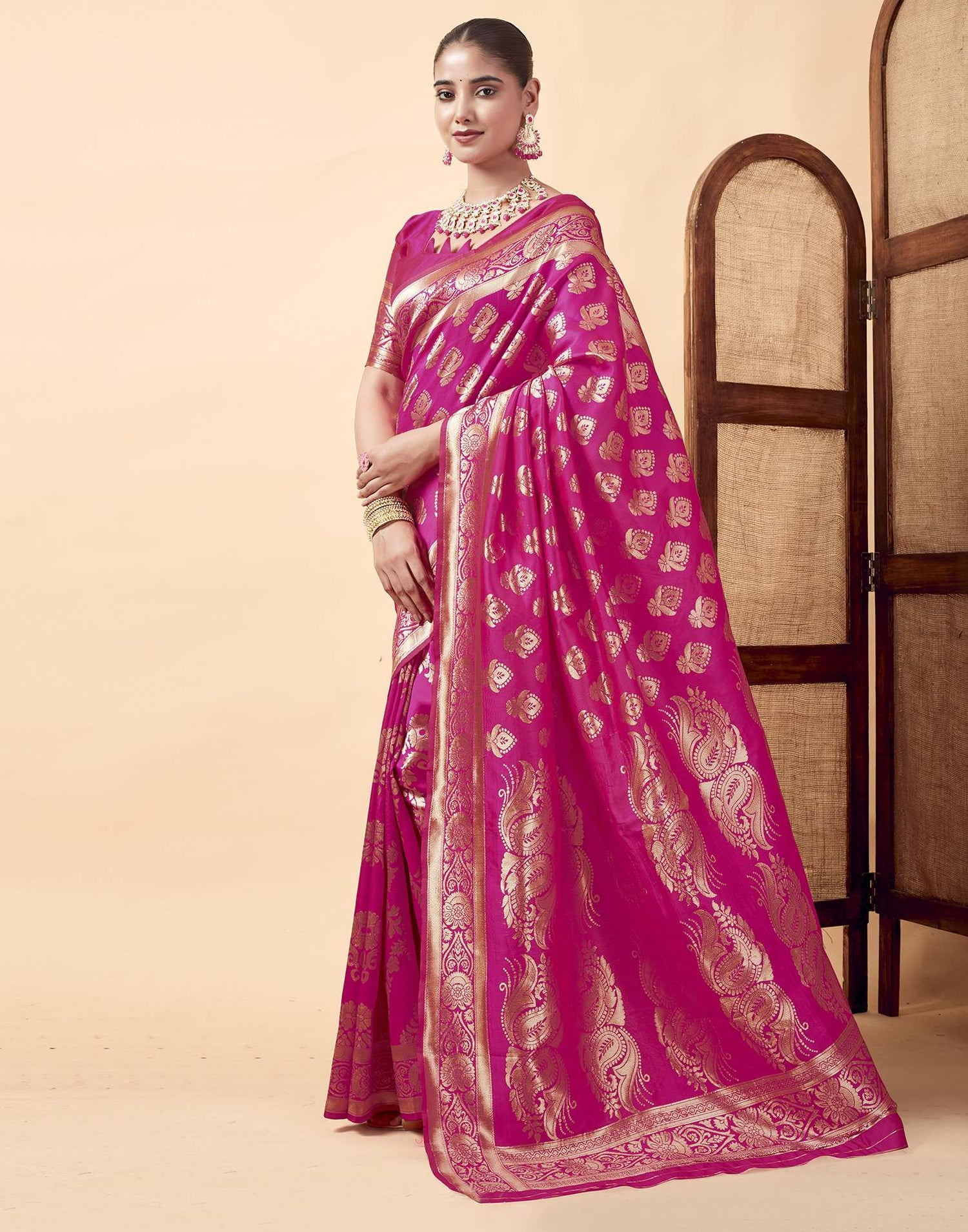 Pink Banarasi Silk Saree