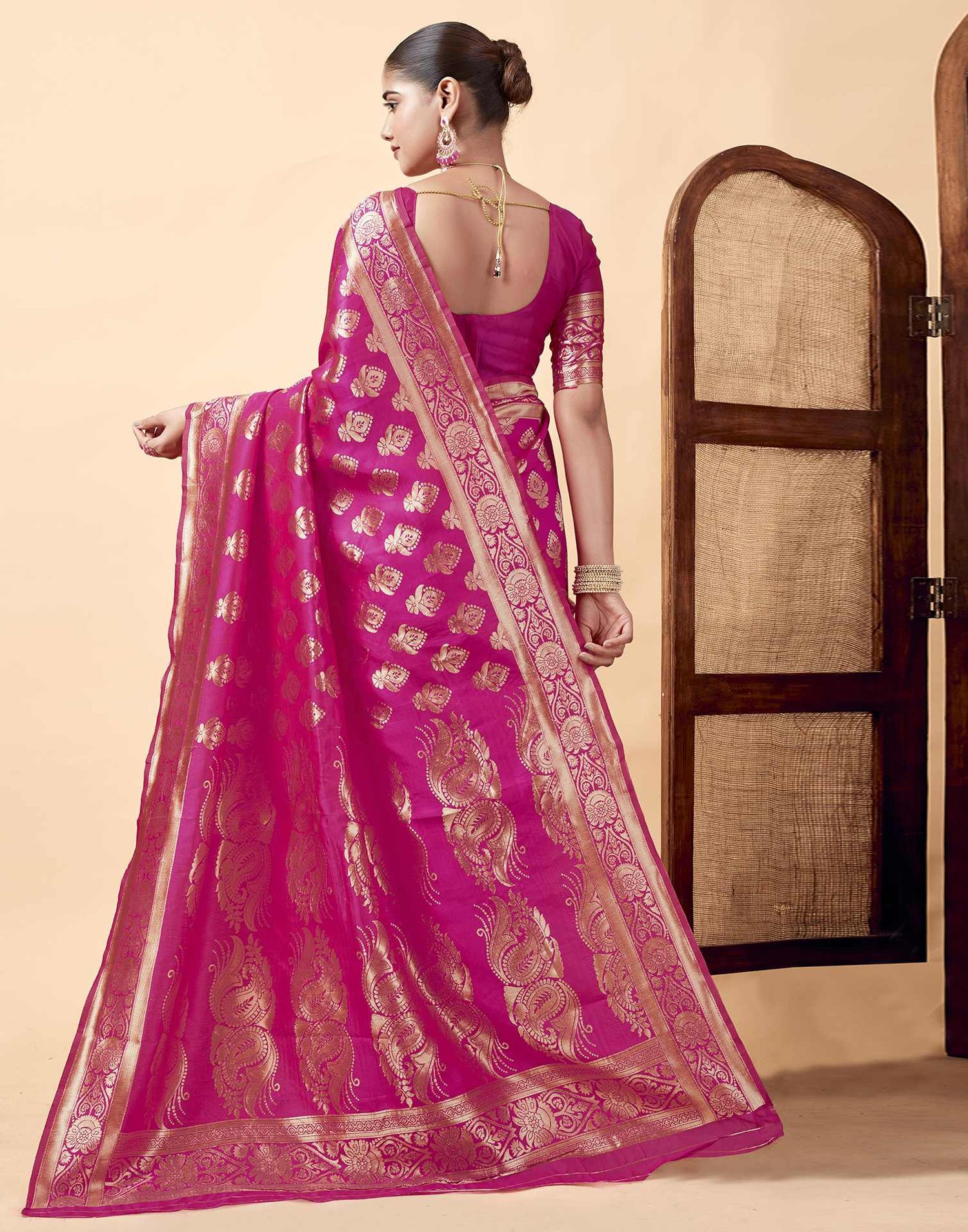 Pink Banarasi Silk Saree