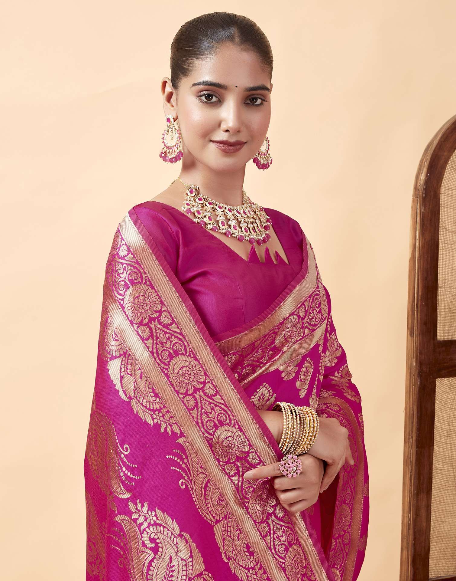 Pink Banarasi Silk Saree