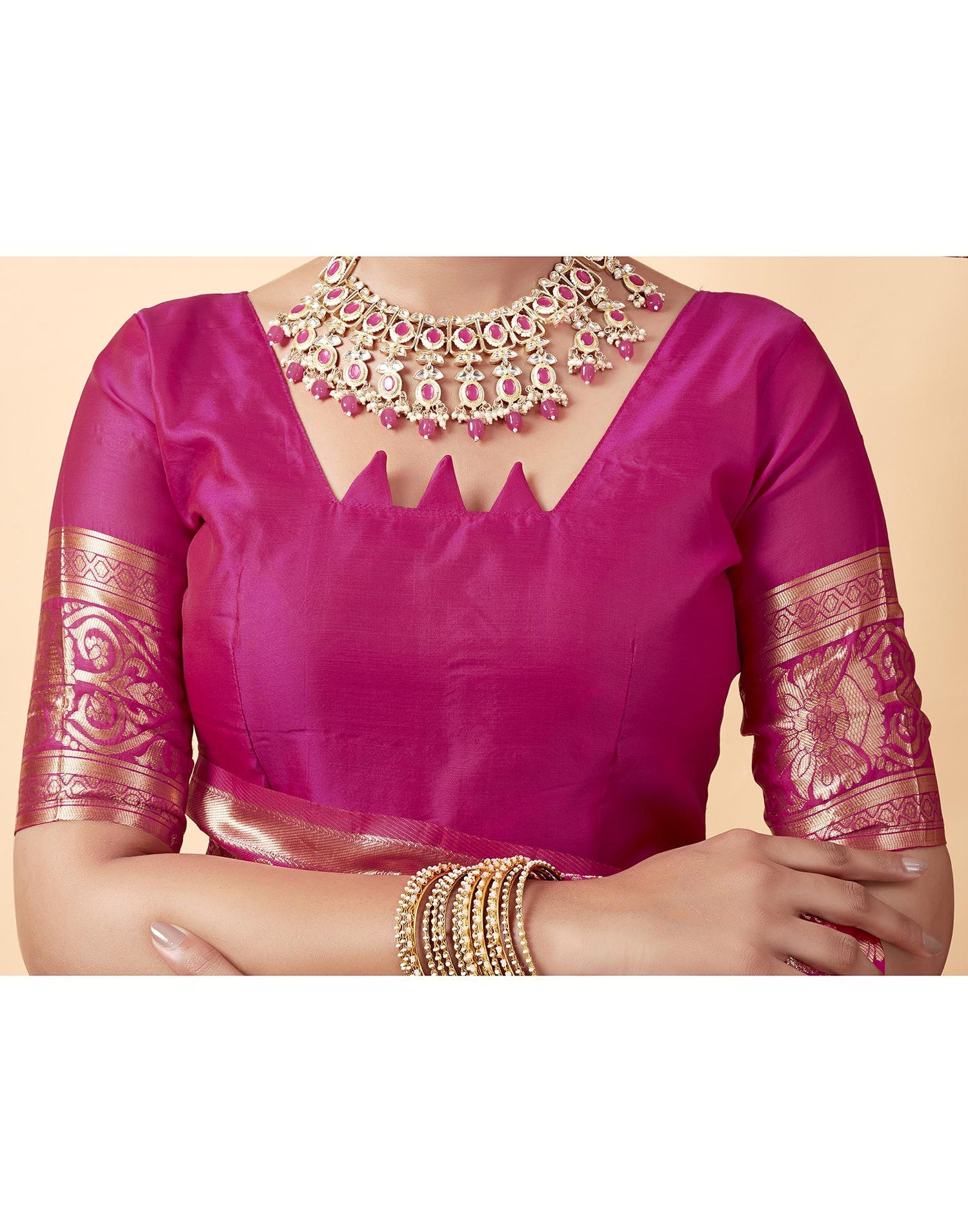 Pink Banarasi Silk Saree