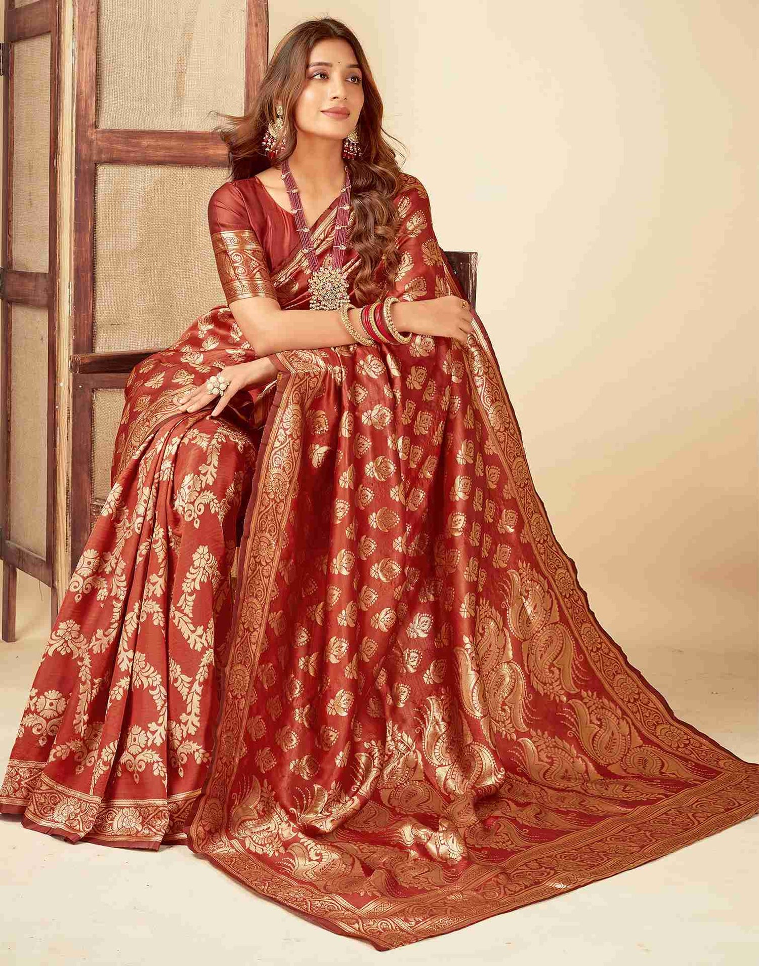 Red Banarasi Silk Saree