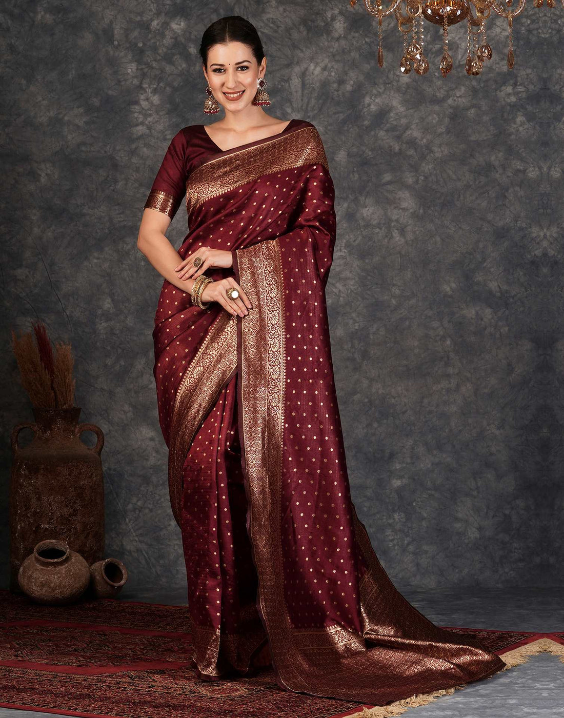 Maroon Banarasi Silk Saree