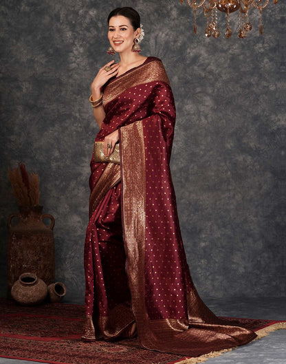 Maroon Banarasi Silk Saree