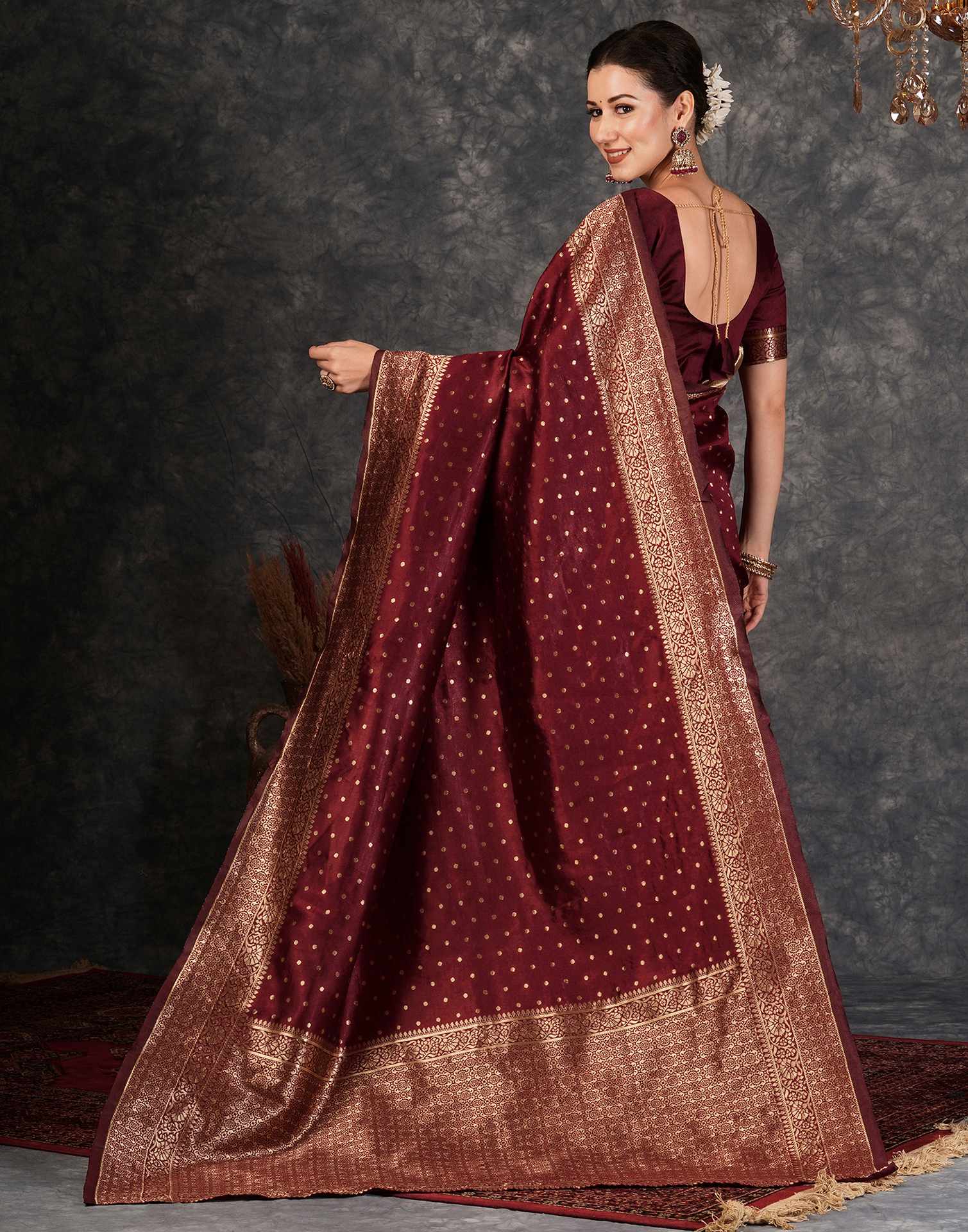 Maroon Banarasi Silk Saree