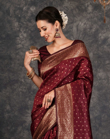 Maroon Banarasi Silk Saree