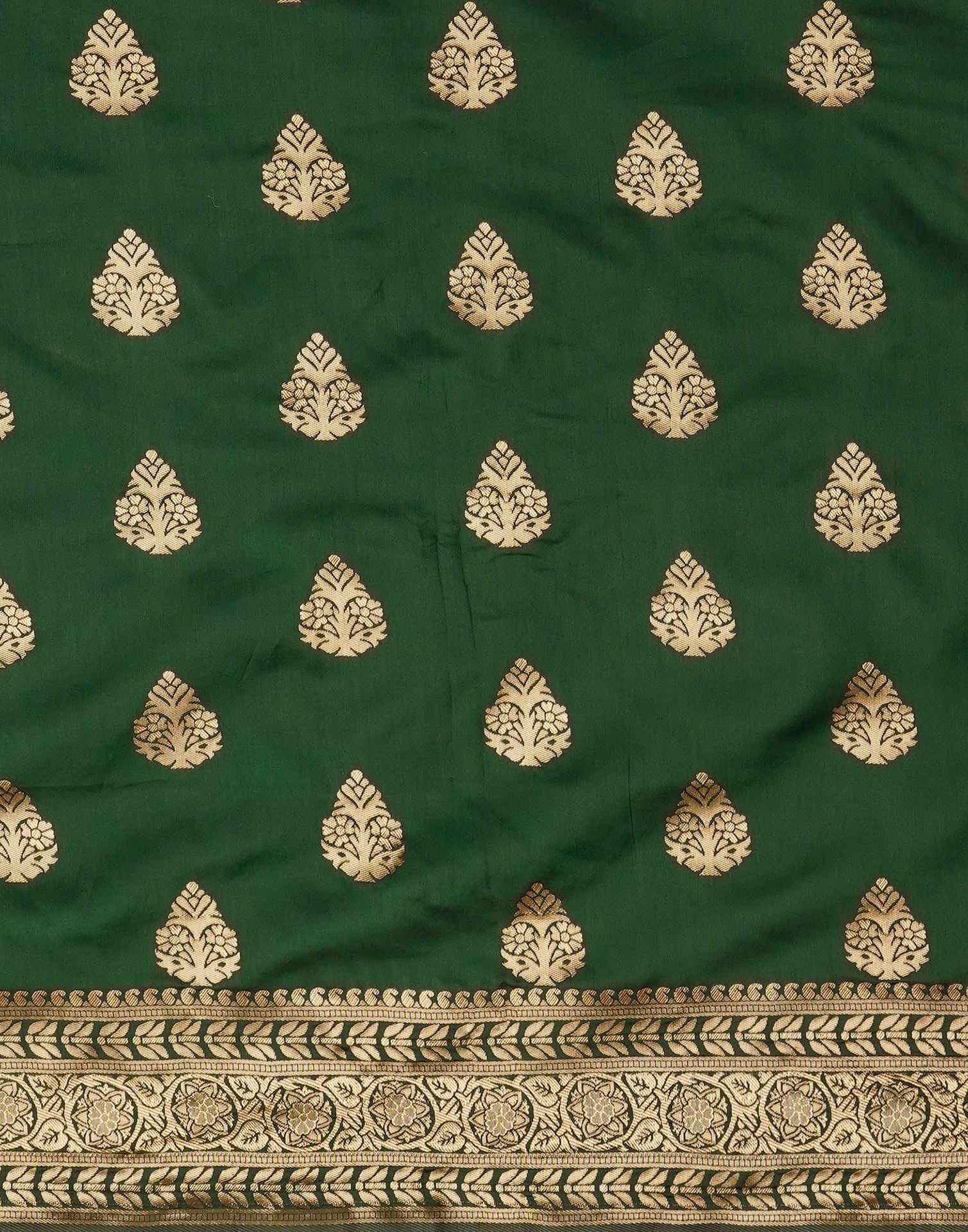 Dark Green Jacquard Banarasi Silk Saree