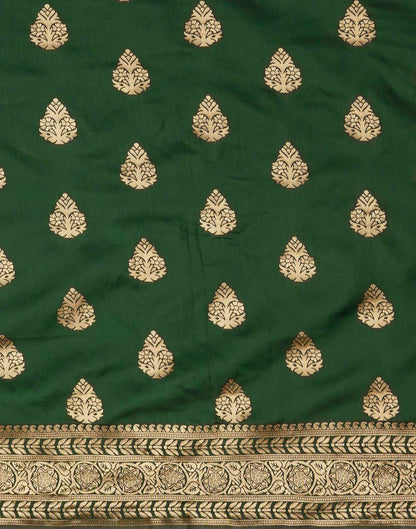 Dark Green Jacquard Banarasi Silk Saree