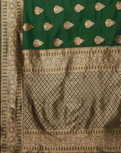 Dark Green Jacquard Banarasi Silk Saree