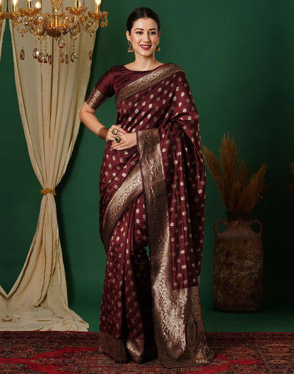 Maroon Jacquard Banarasi Silk Saree