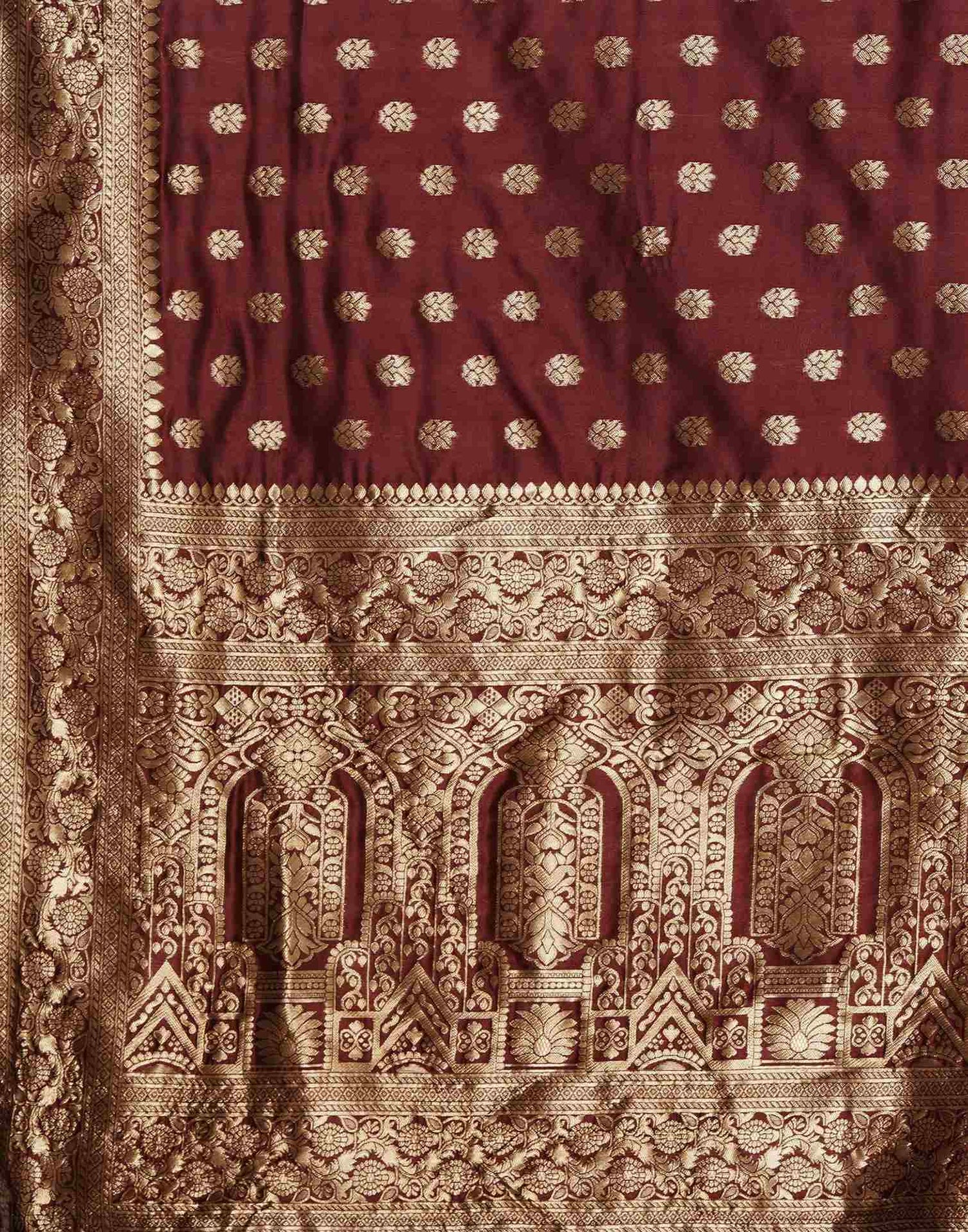 Maroon Jacquard Banarasi Silk Saree