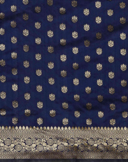 Navy Blue Jacquard Banarasi Silk Saree