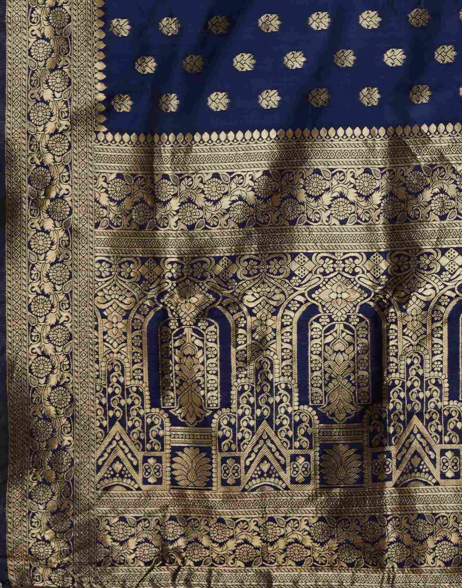 Navy Blue Jacquard Banarasi Silk Saree