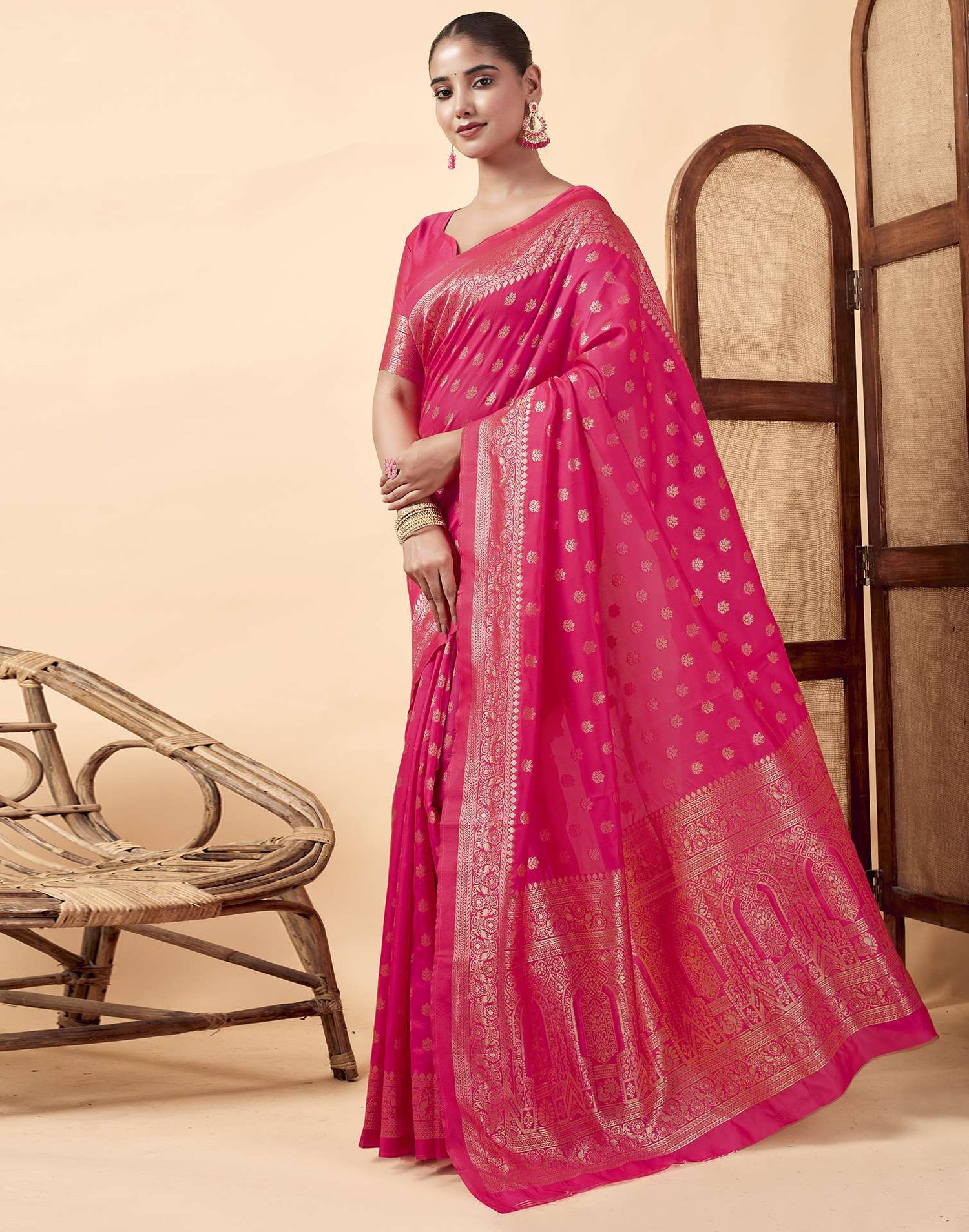 Pink Banarasi Silk Saree