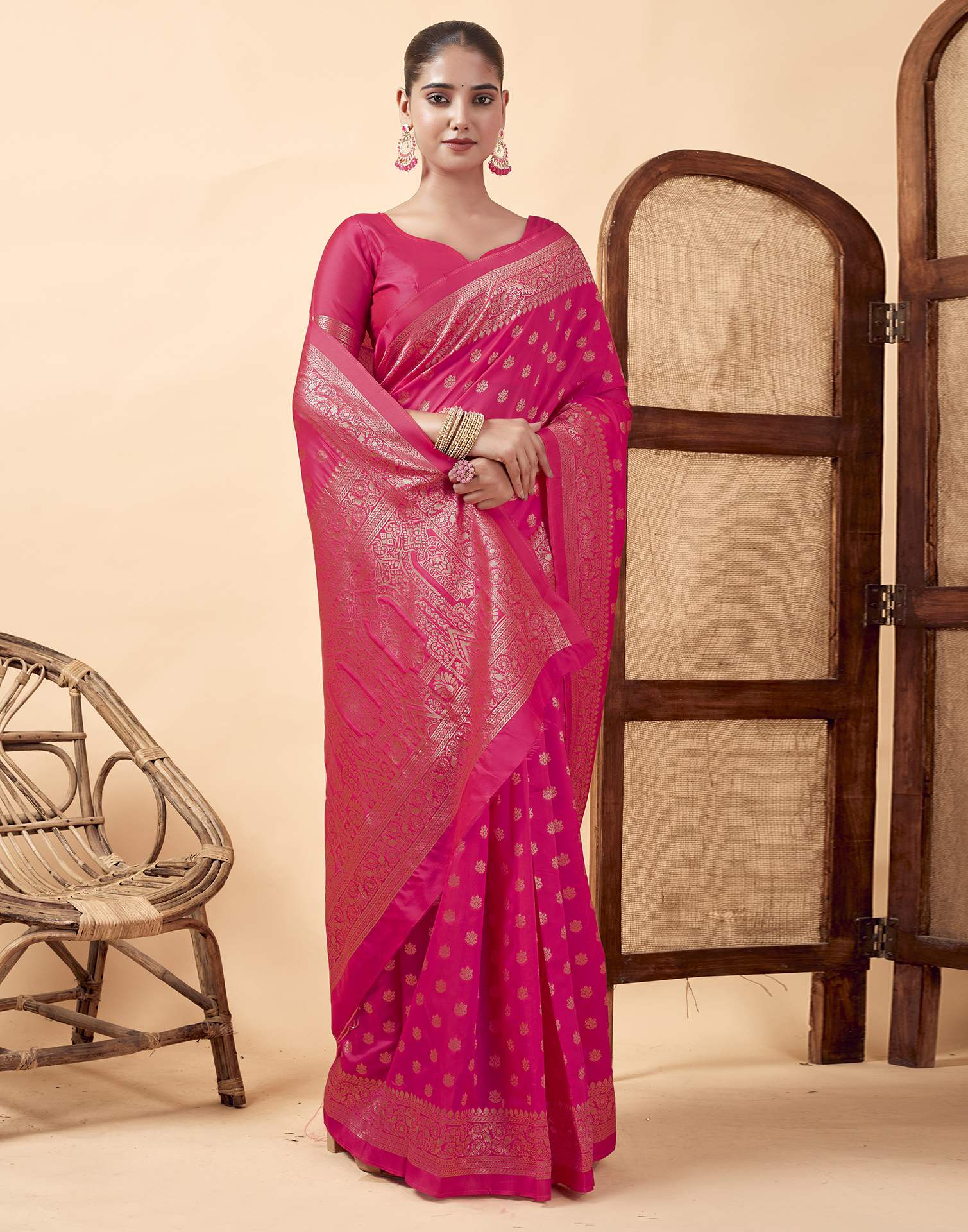 Pink Banarasi Silk Saree