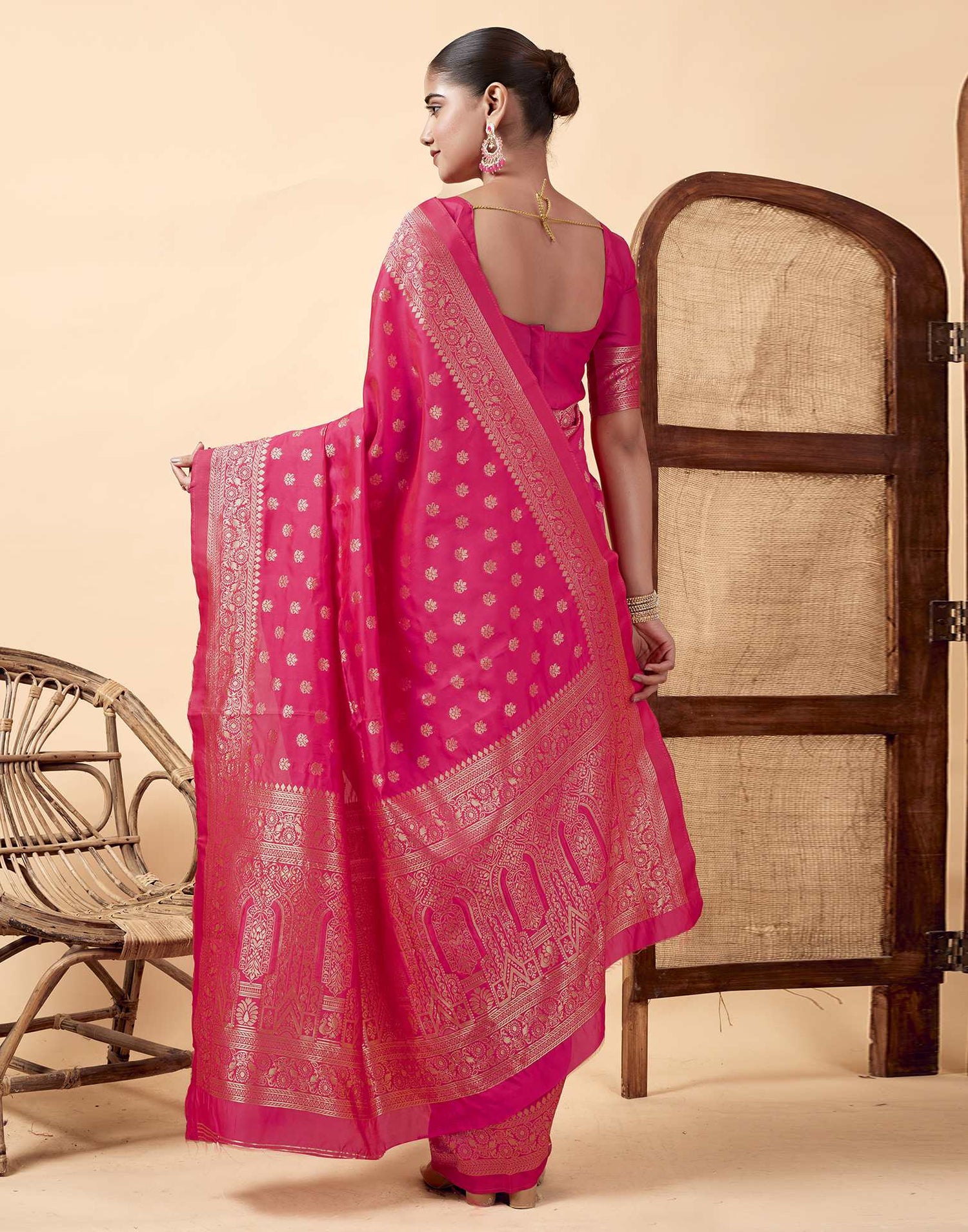 Pink Banarasi Silk Saree