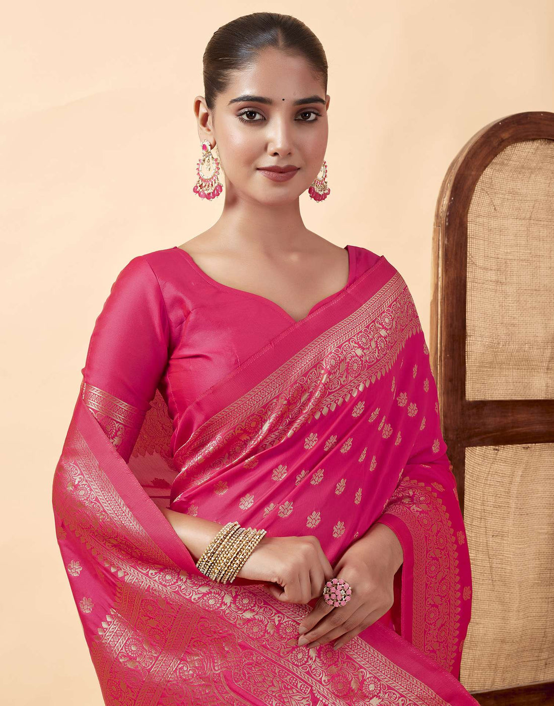 Pink Banarasi Silk Saree