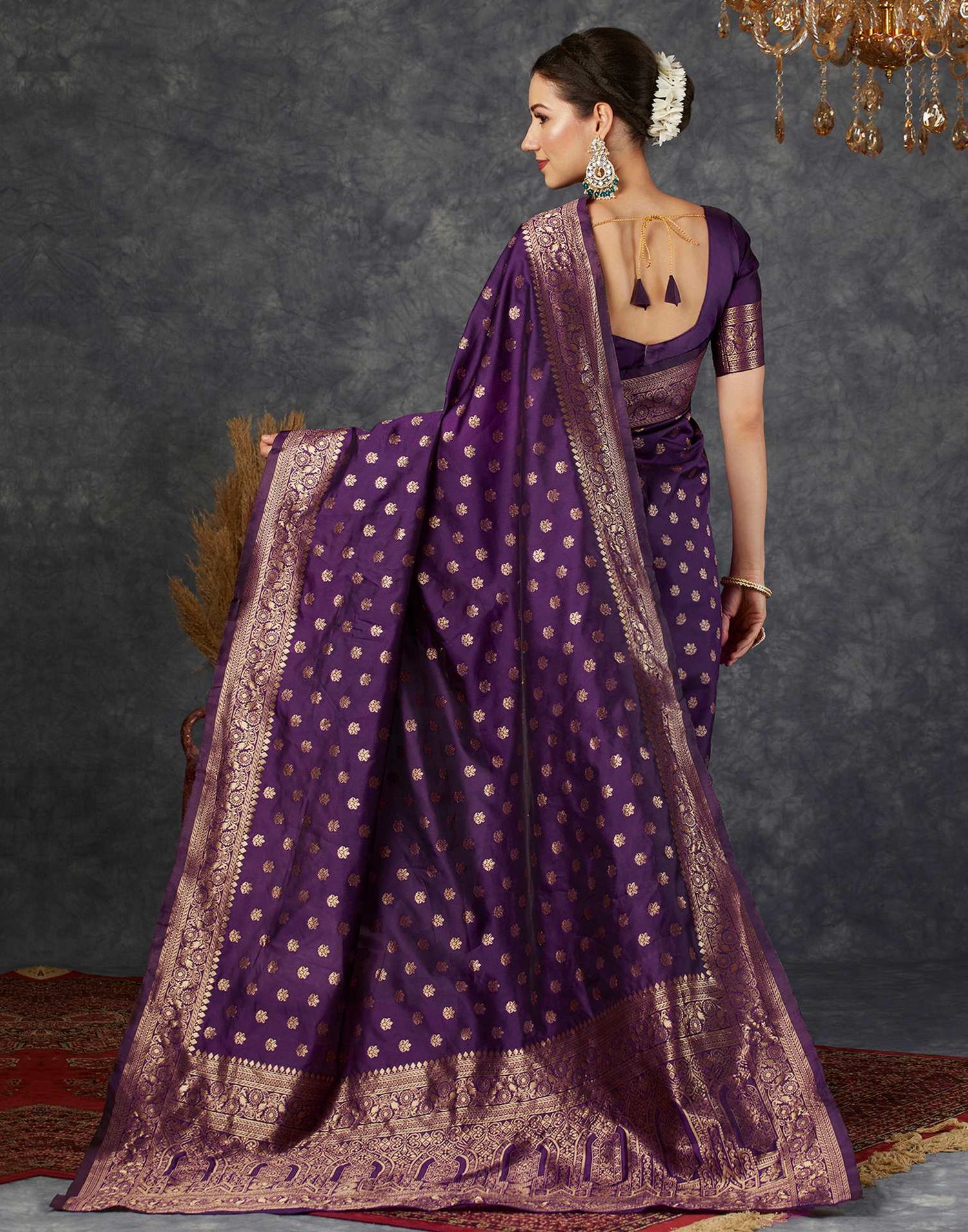 Wine Banarasi Silk Saree