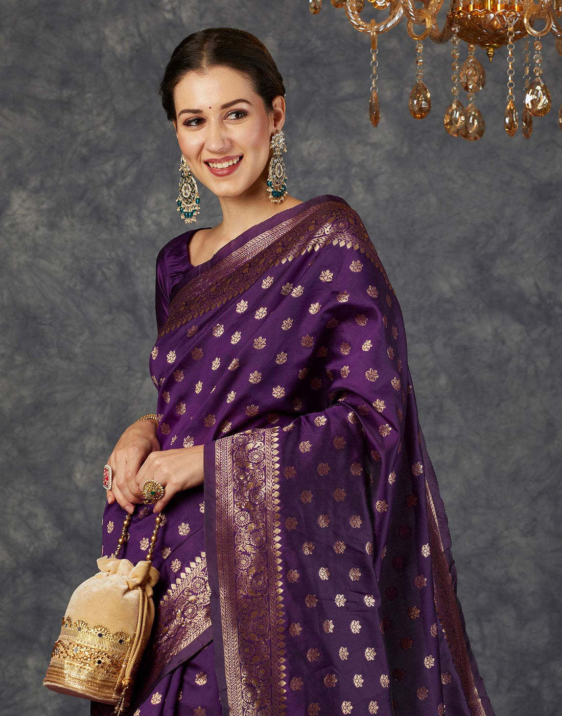 Wine Banarasi Silk Saree