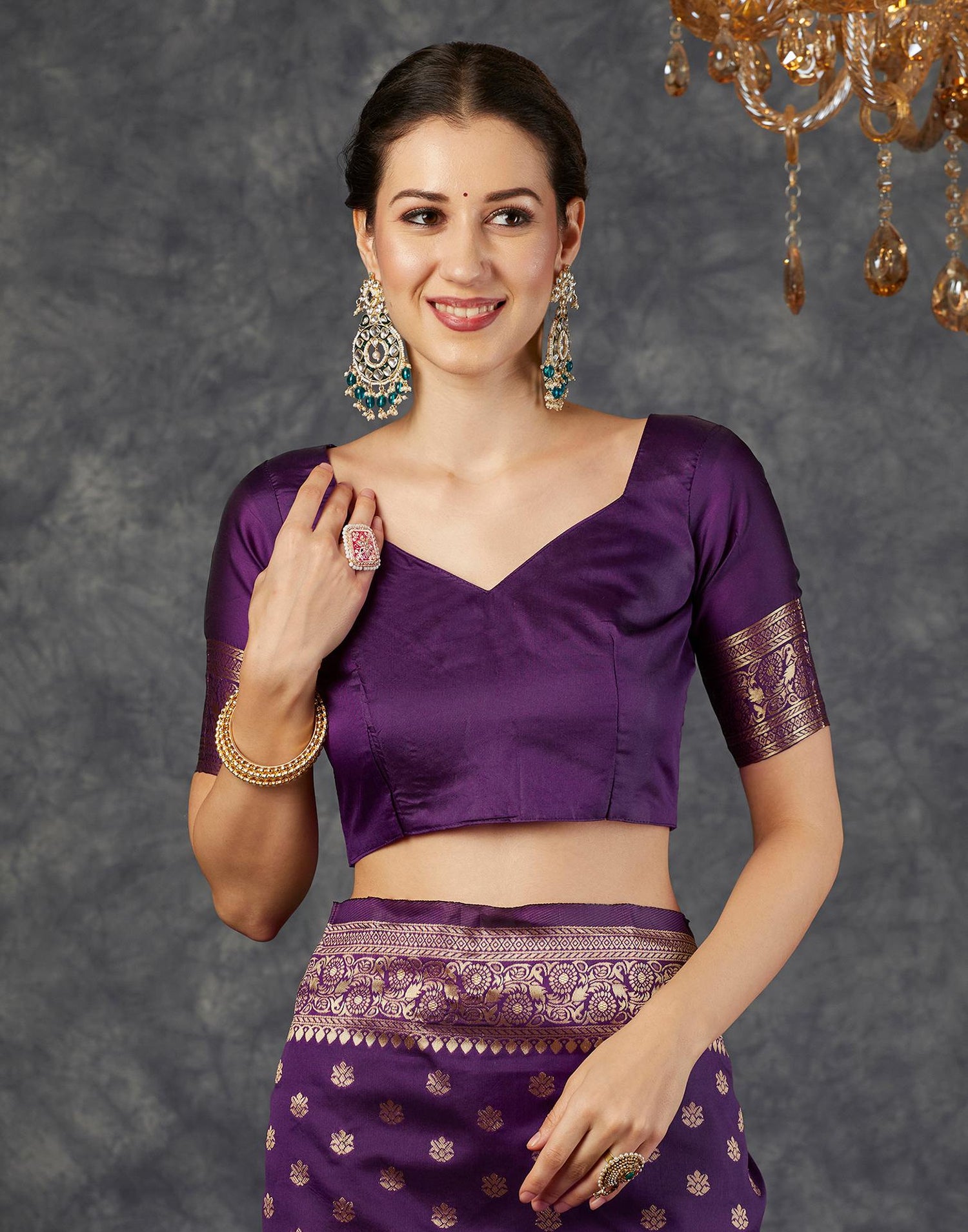 Wine Banarasi Silk Saree