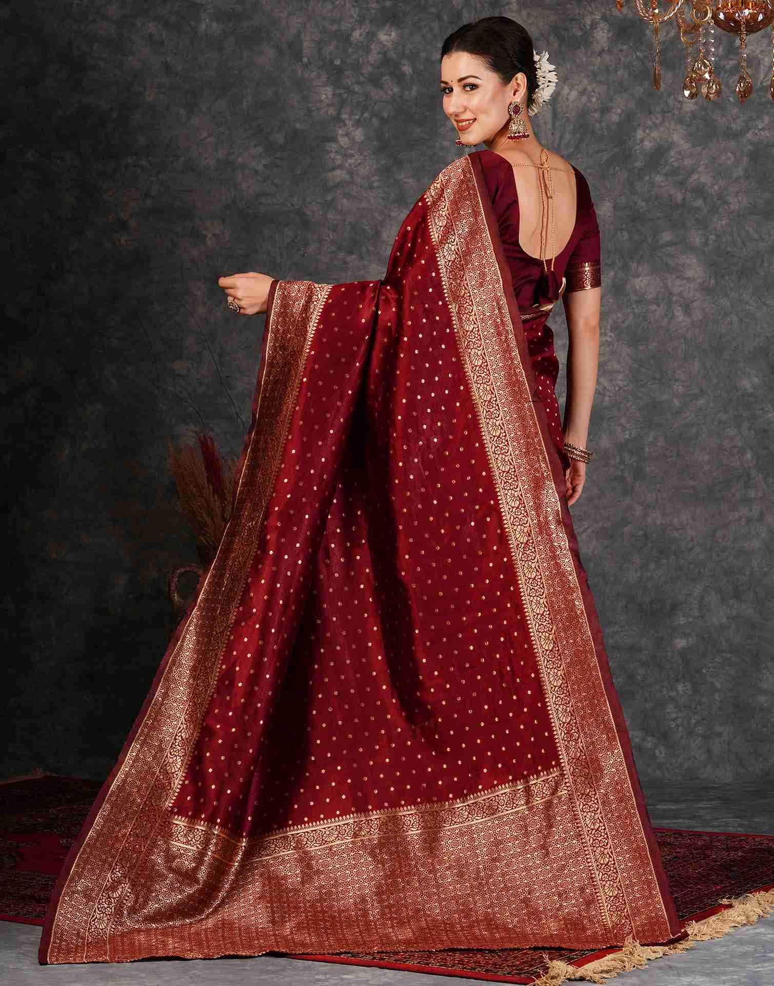 Maroon Banarasi Silk Saree