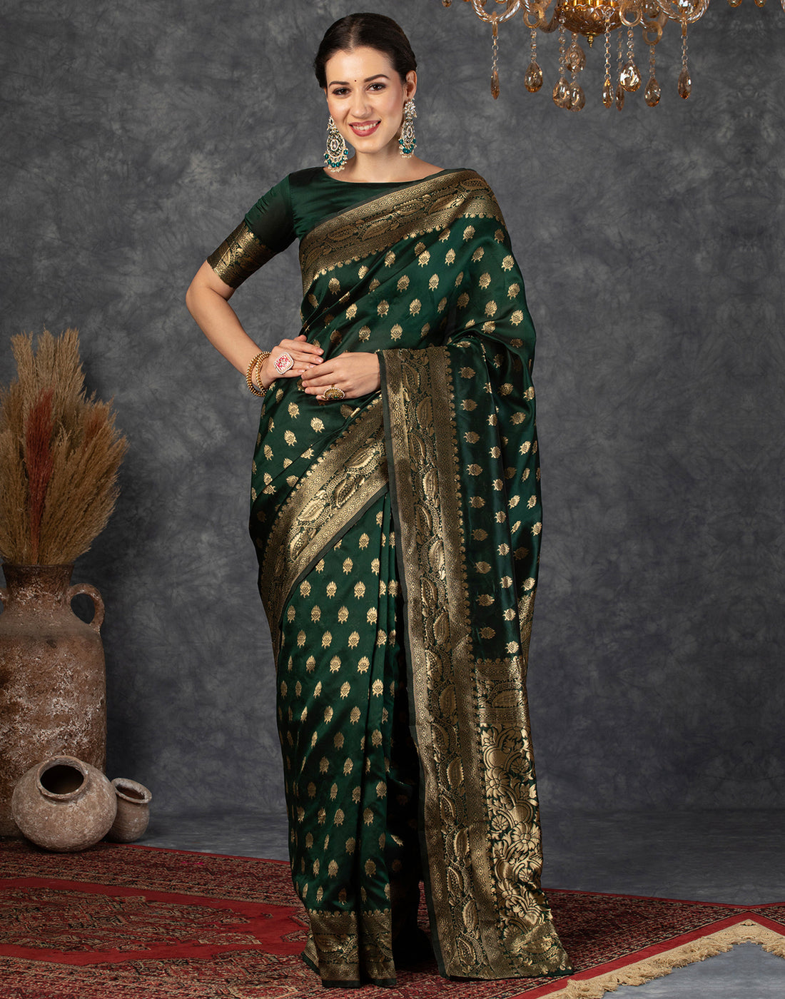 Green Jacquard Banarasi Silk Saree